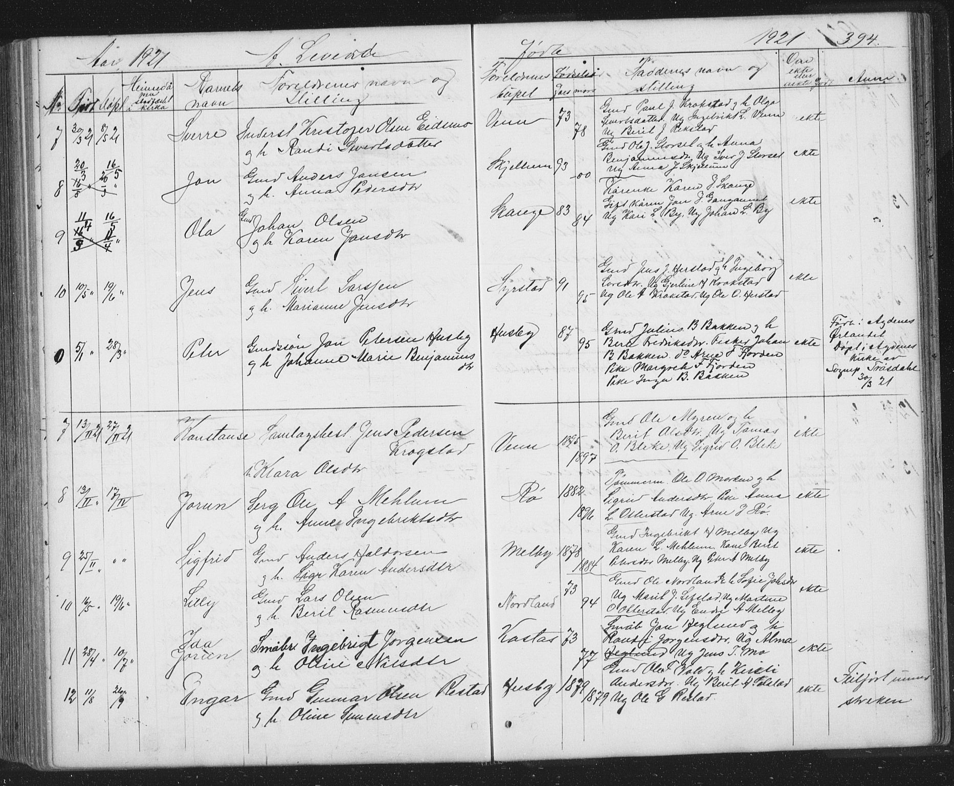 Ministerialprotokoller, klokkerbøker og fødselsregistre - Sør-Trøndelag, AV/SAT-A-1456/667/L0798: Klokkerbok nr. 667C03, 1867-1929, s. 394