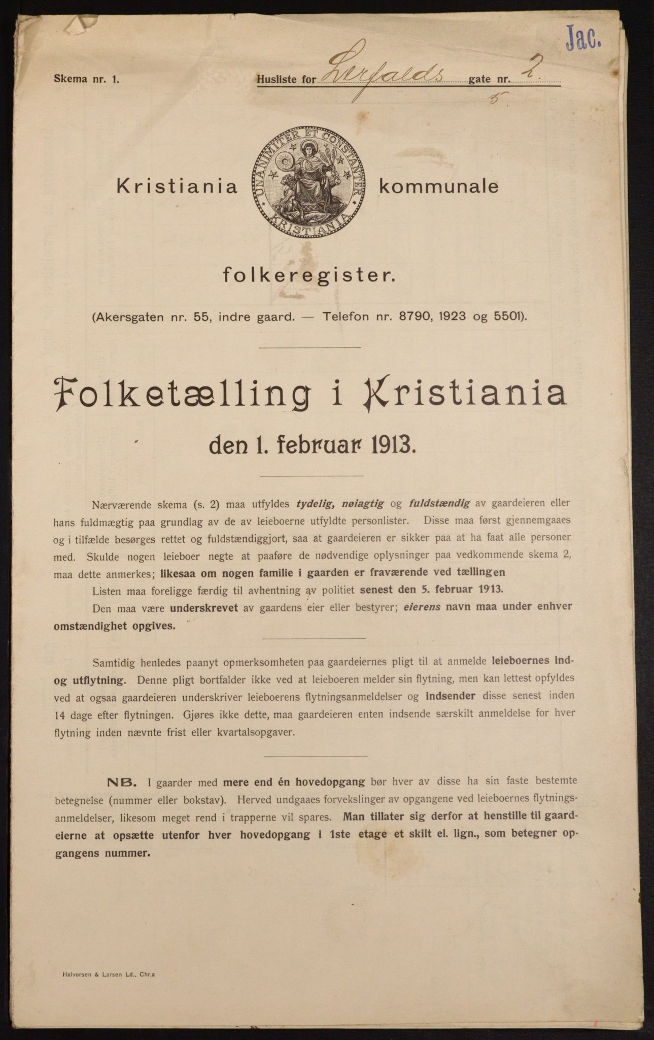 OBA, Kommunal folketelling 1.2.1913 for Kristiania, 1913, s. 57026