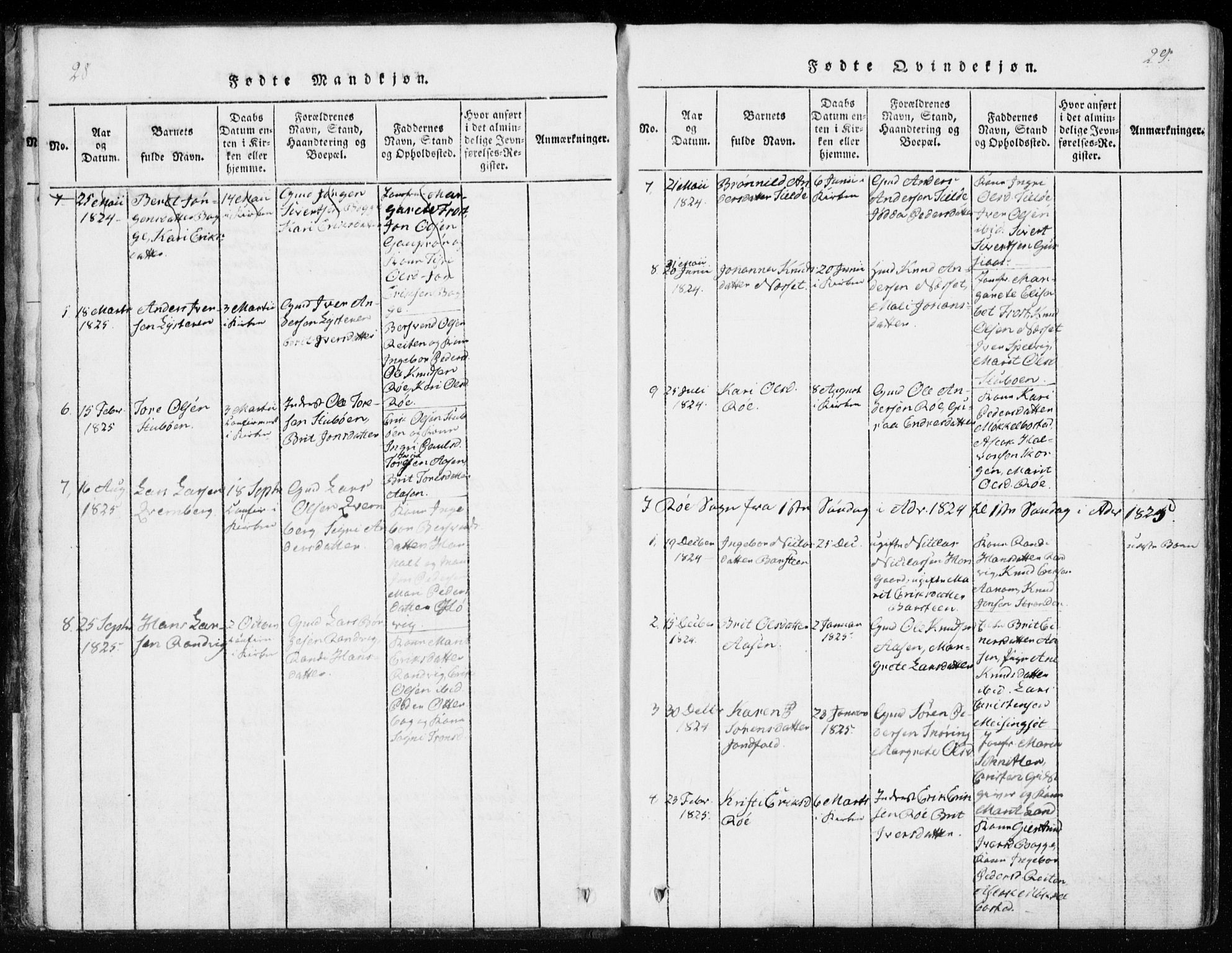 Ministerialprotokoller, klokkerbøker og fødselsregistre - Møre og Romsdal, SAT/A-1454/551/L0623: Ministerialbok nr. 551A03, 1818-1831, s. 28-29