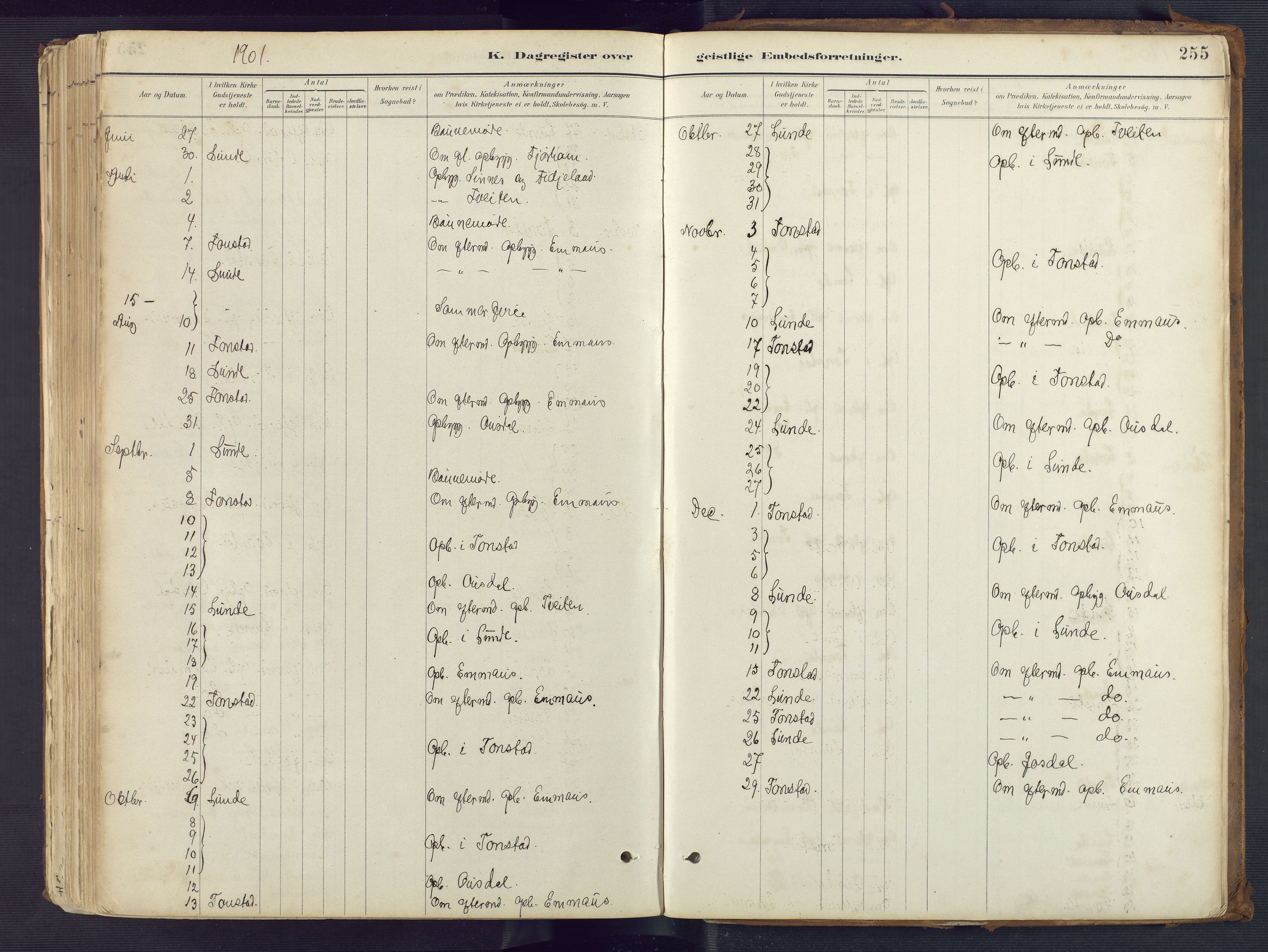 Sirdal sokneprestkontor, SAK/1111-0036/F/Fa/Fab/L0004: Ministerialbok nr. A 4, 1887-1919, s. 255