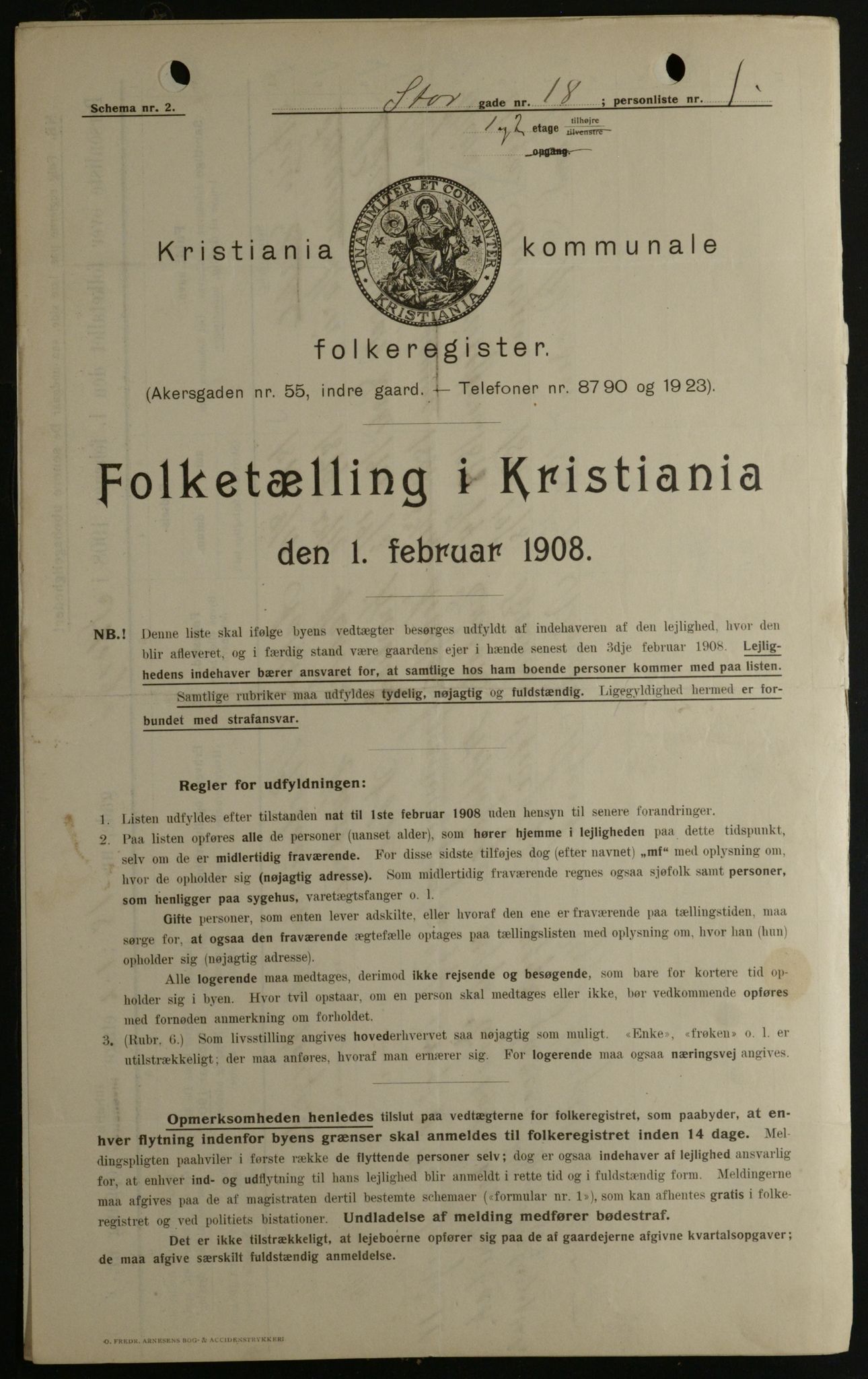 OBA, Kommunal folketelling 1.2.1908 for Kristiania kjøpstad, 1908, s. 92620