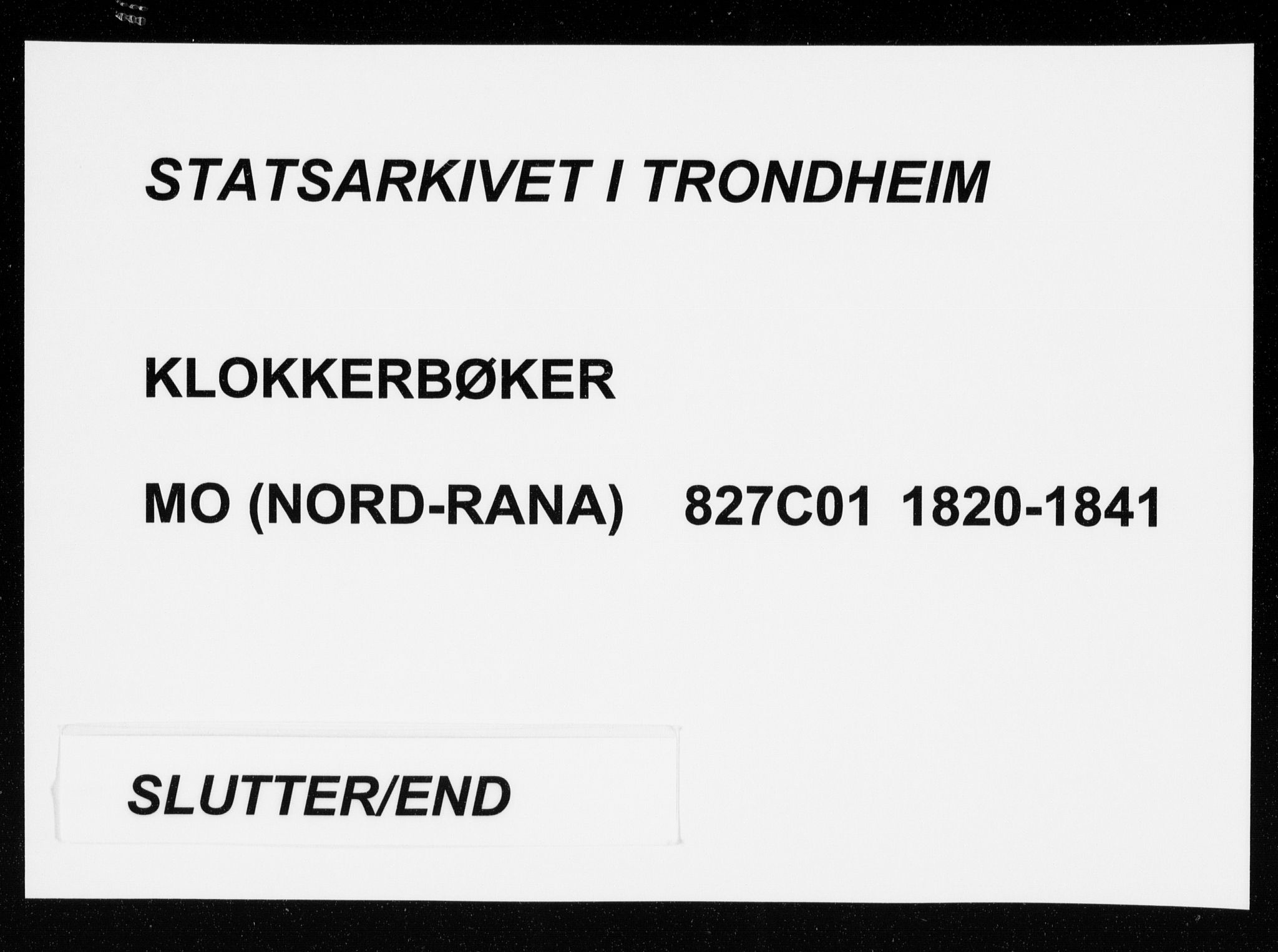 Ministerialprotokoller, klokkerbøker og fødselsregistre - Nordland, AV/SAT-A-1459/827/L0412: Klokkerbok nr. 827C01, 1820-1841