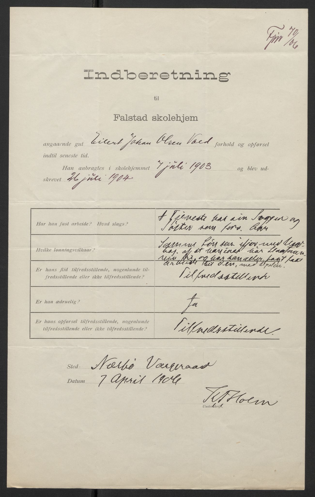 Falstad skolehjem, AV/RA-S-1676/E/Eb/L0005: Elevmapper løpenr. 99-120, 1902-1909, s. 342