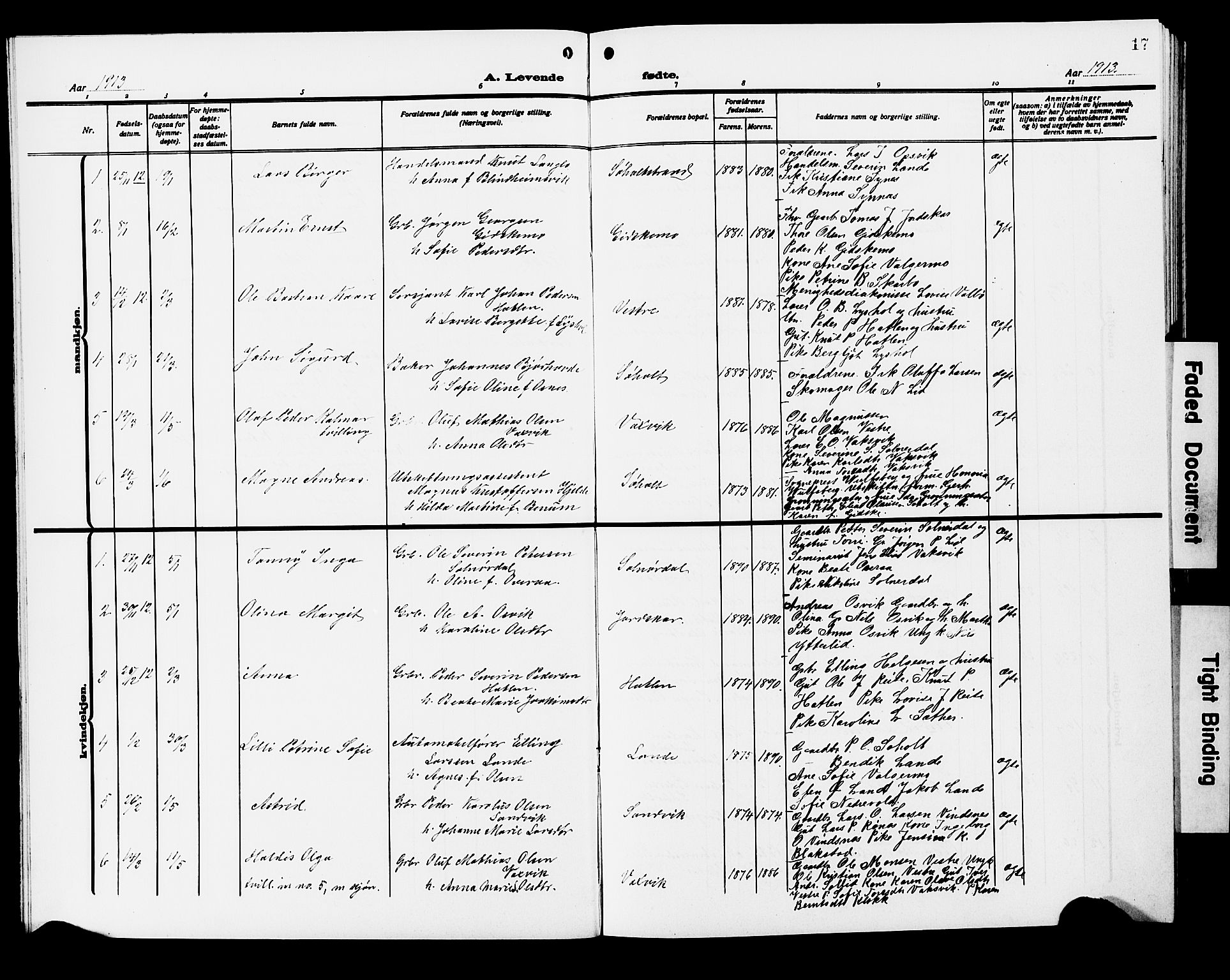 Ministerialprotokoller, klokkerbøker og fødselsregistre - Møre og Romsdal, SAT/A-1454/522/L0328: Klokkerbok nr. 522C07, 1909-1925, s. 17