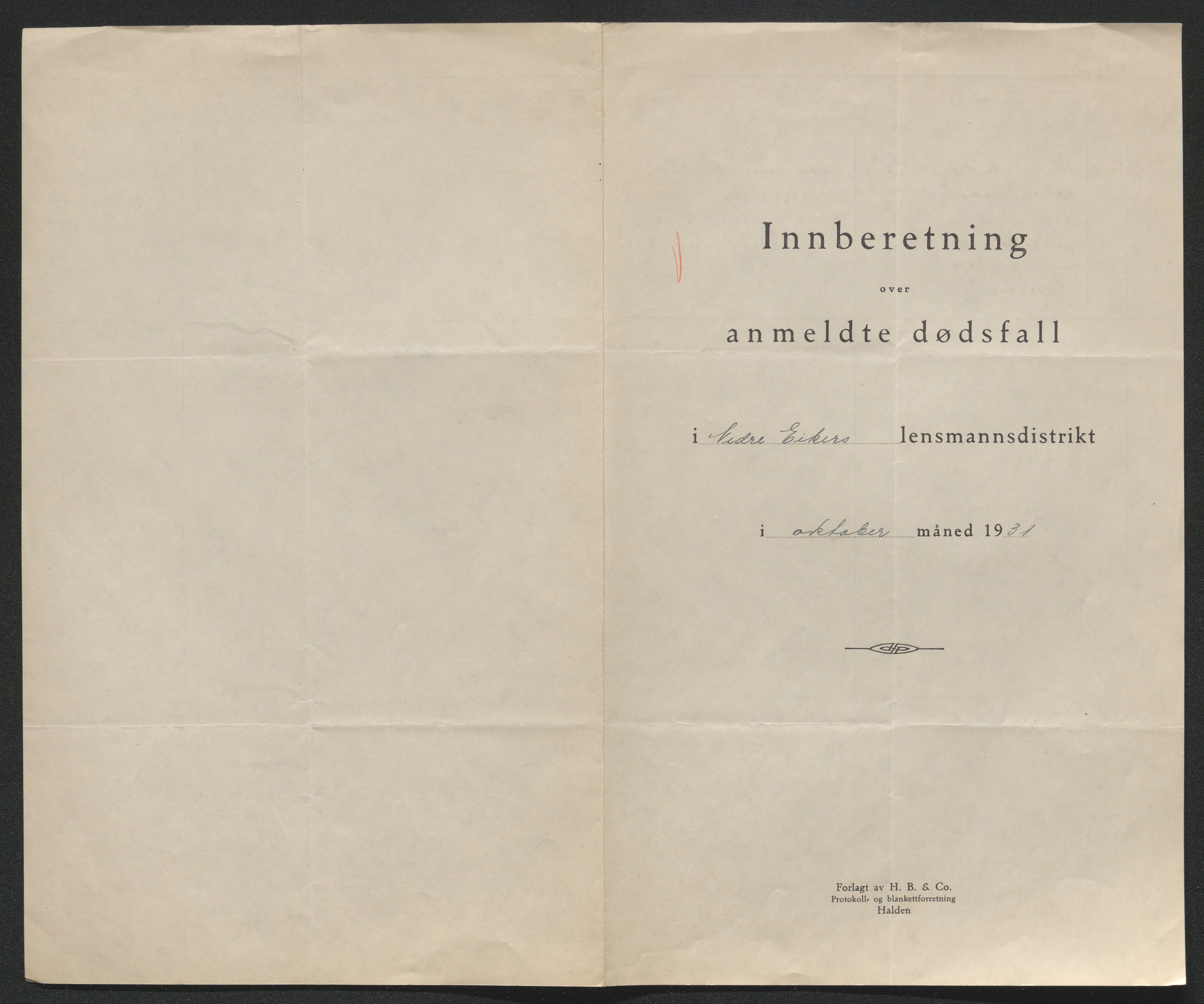 Eiker, Modum og Sigdal sorenskriveri, SAKO/A-123/H/Ha/Hab/L0046: Dødsfallsmeldinger, 1930-1931, s. 1139