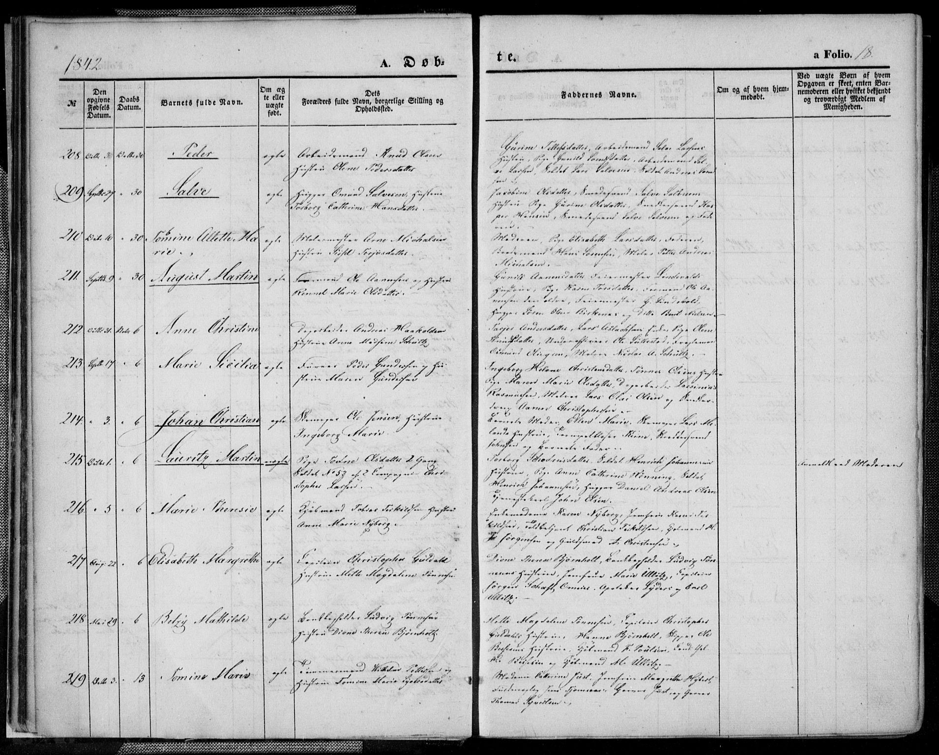 Kristiansand domprosti, AV/SAK-1112-0006/F/Fa/L0013: Ministerialbok nr. A 13, 1842-1851, s. 18