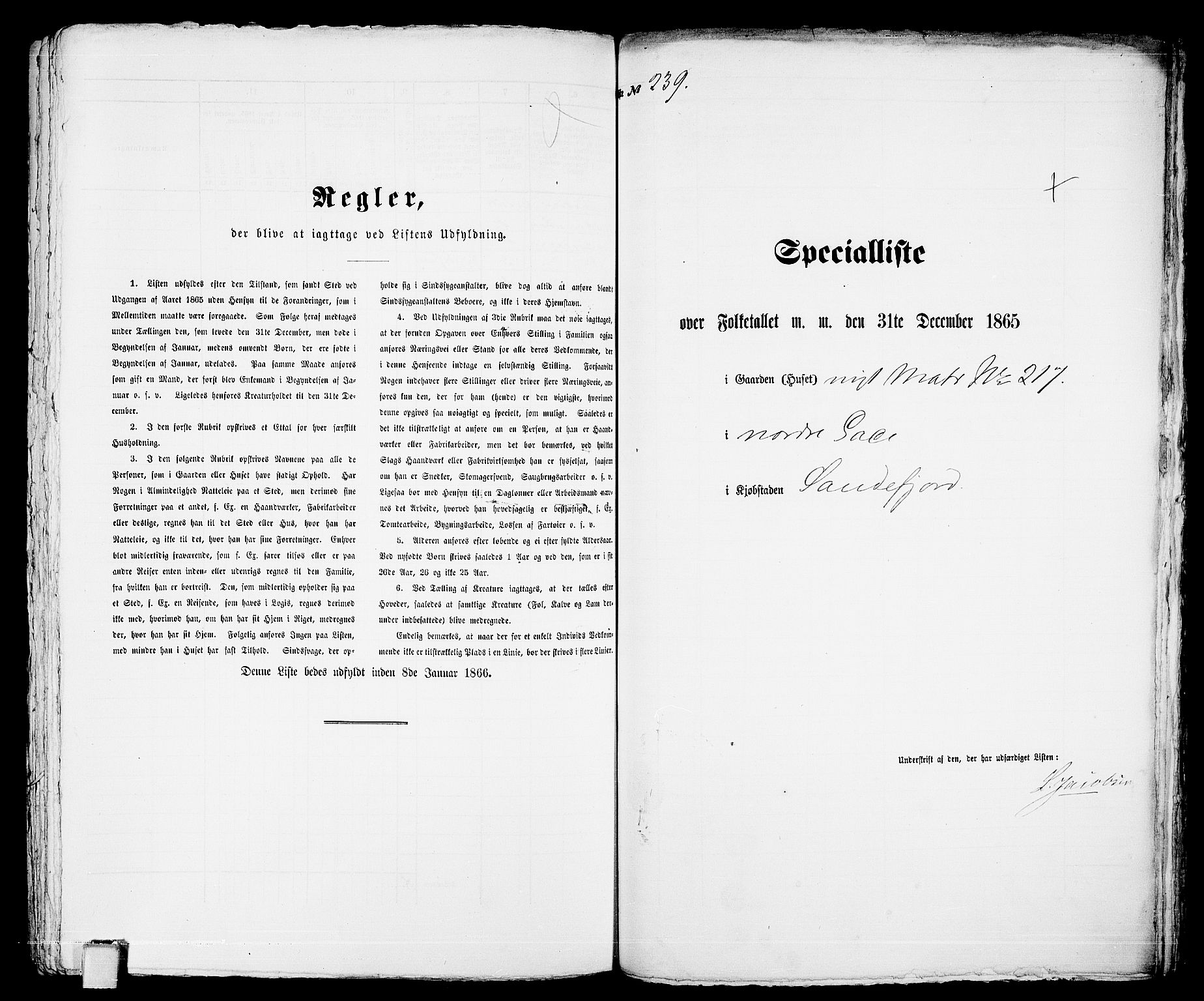 RA, Folketelling 1865 for 0706B Sandeherred prestegjeld, Sandefjord kjøpstad, 1865, s. 487