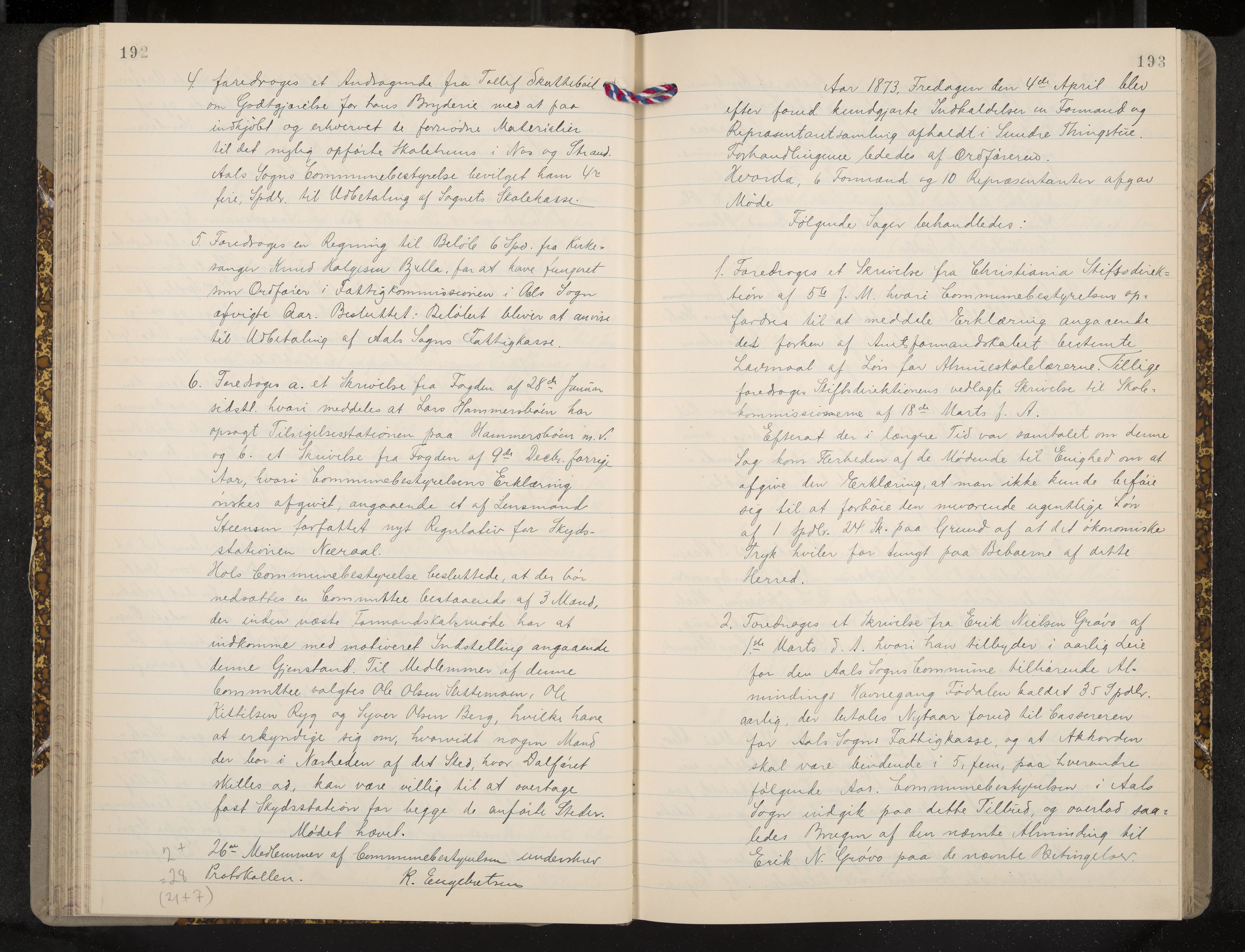 Ål formannskap og sentraladministrasjon, IKAK/0619021/A/Aa/L0003: Utskrift av møtebok, 1864-1880, s. 192-193