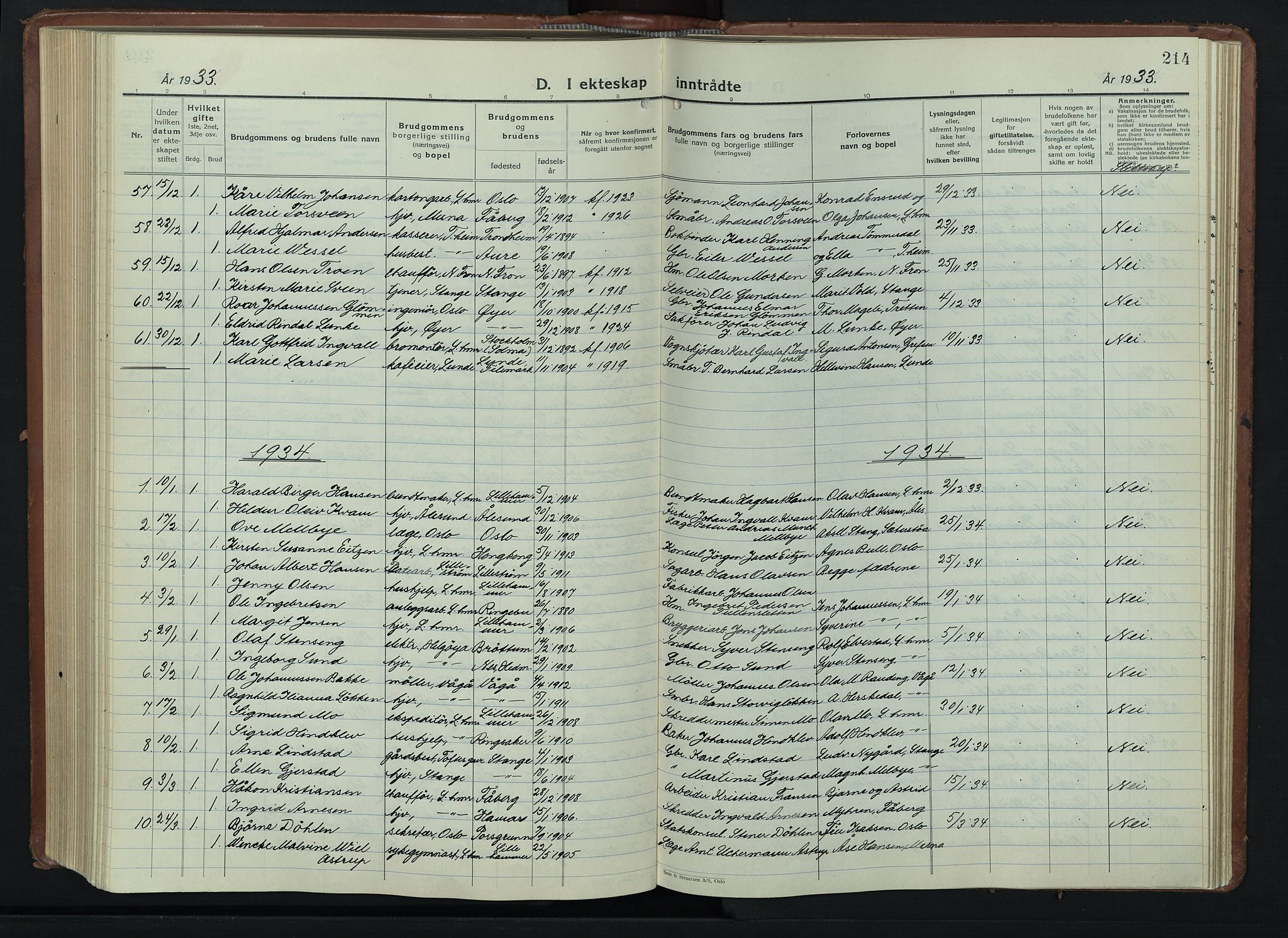 Lillehammer prestekontor, AV/SAH-PREST-088/H/Ha/Hab/L0003: Klokkerbok nr. 3, 1927-1943, s. 214