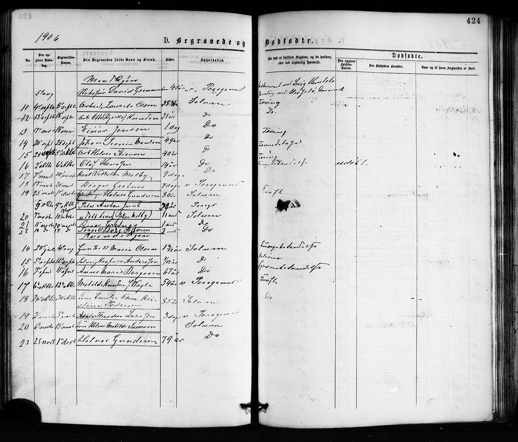 Porsgrunn kirkebøker , AV/SAKO-A-104/G/Ga/L0003: Klokkerbok nr. I 3, 1877-1915, s. 424