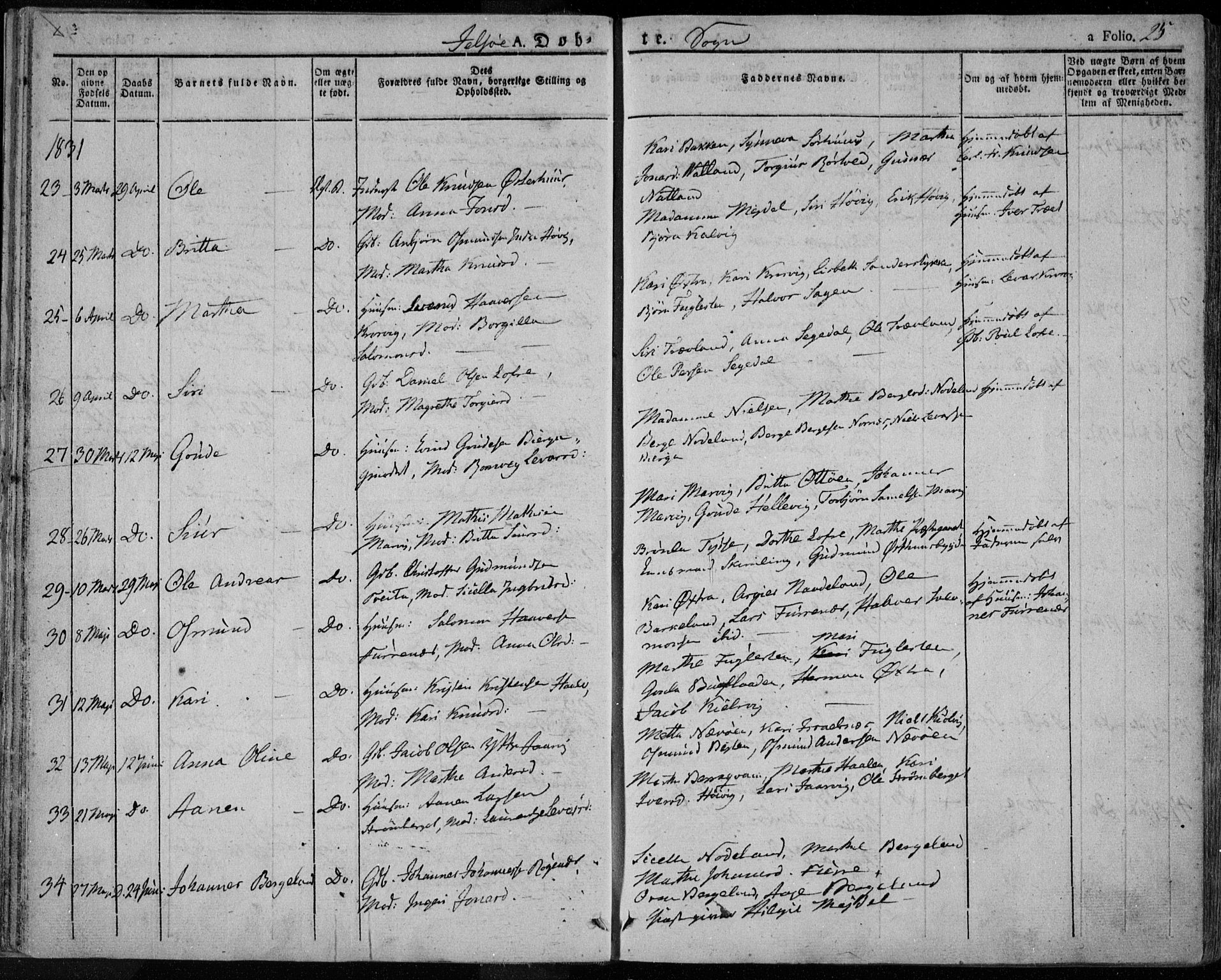 Jelsa sokneprestkontor, AV/SAST-A-101842/01/IV: Ministerialbok nr. A 6.1, 1828-1853, s. 25