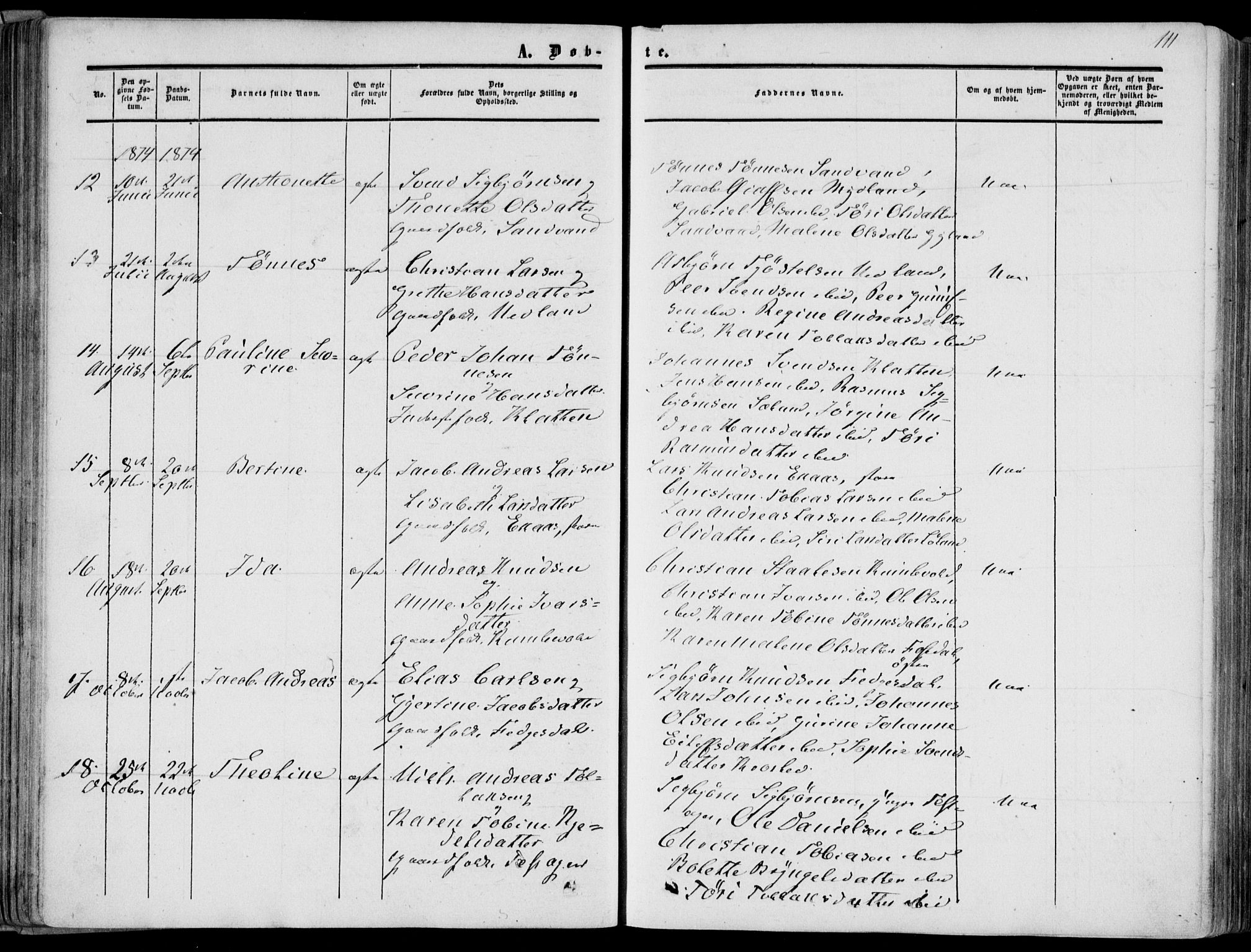 Bakke sokneprestkontor, SAK/1111-0002/F/Fa/Fab/L0002: Ministerialbok nr. A 2, 1855-1884, s. 111