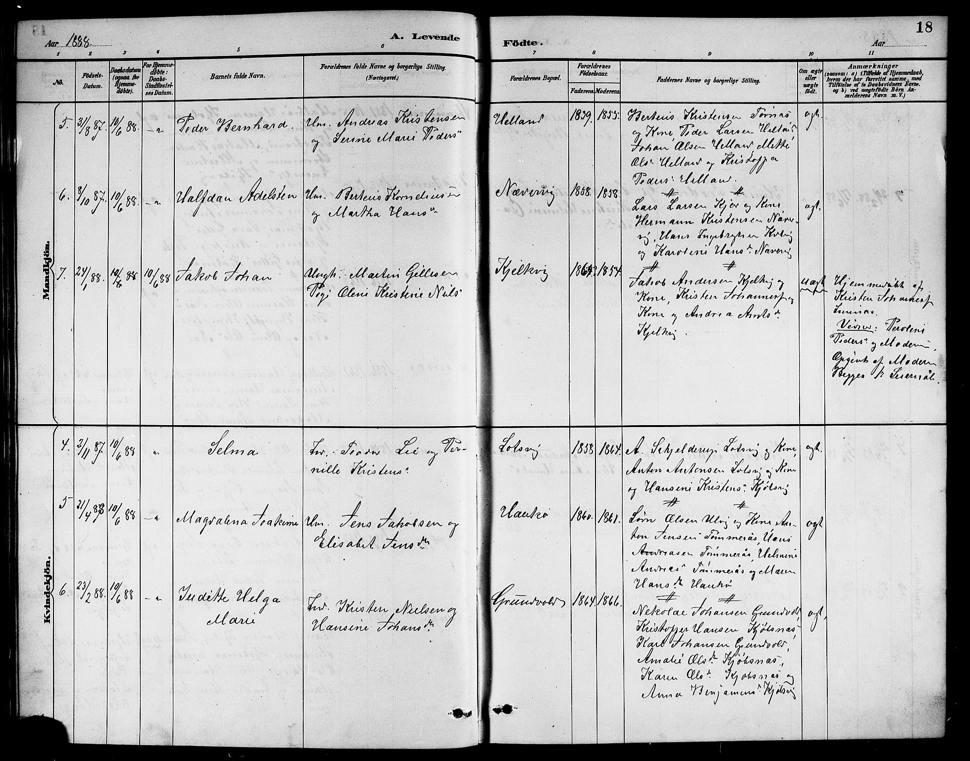 Ministerialprotokoller, klokkerbøker og fødselsregistre - Nordland, AV/SAT-A-1459/861/L0876: Klokkerbok nr. 861C02, 1887-1903, s. 18