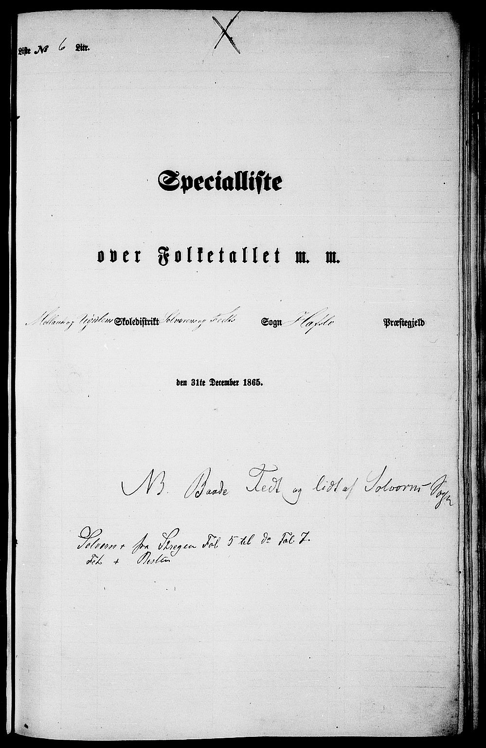 RA, Folketelling 1865 for 1425P Hafslo prestegjeld, 1865, s. 94