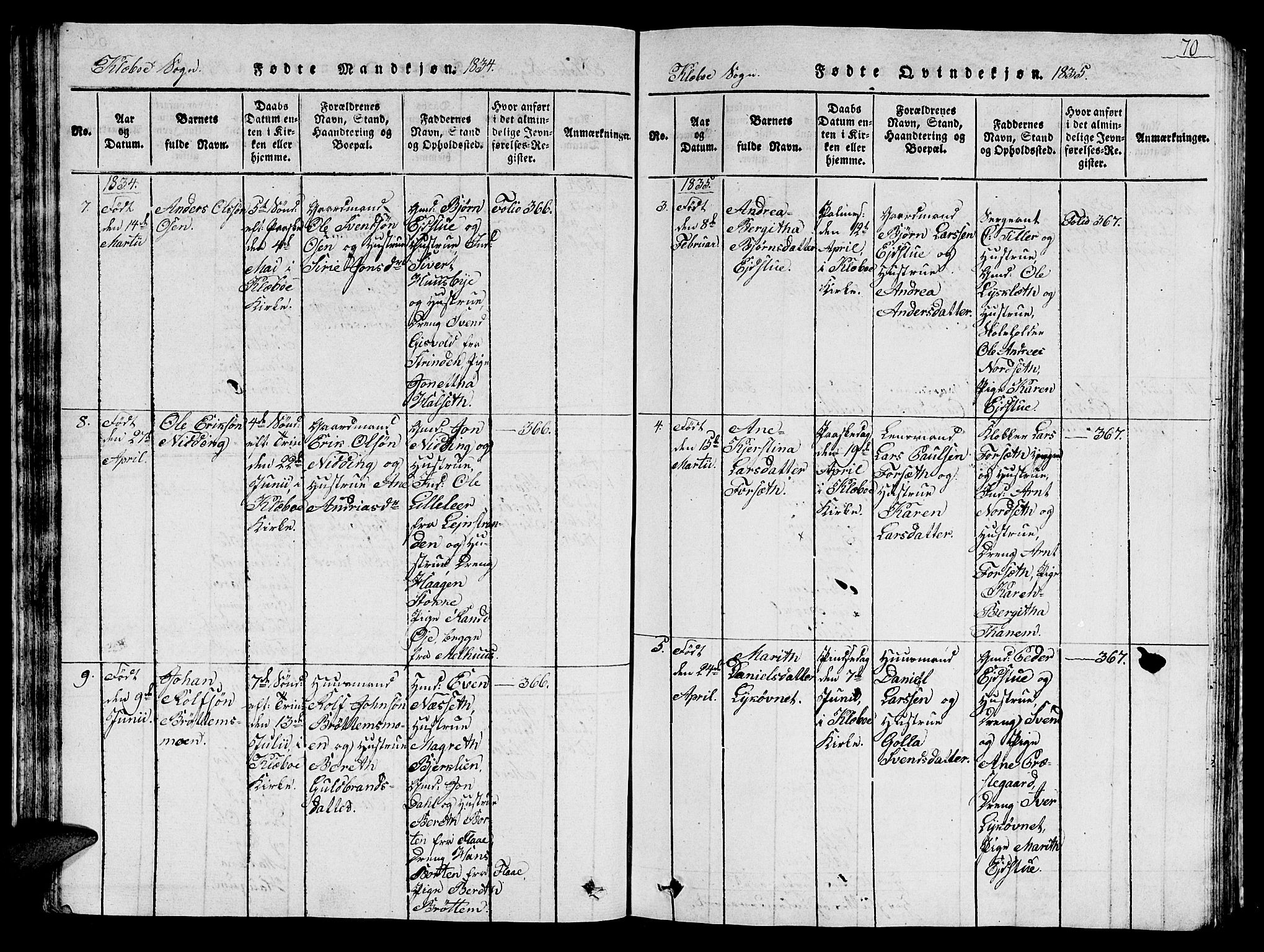 Ministerialprotokoller, klokkerbøker og fødselsregistre - Sør-Trøndelag, AV/SAT-A-1456/618/L0450: Klokkerbok nr. 618C01, 1816-1865, s. 70