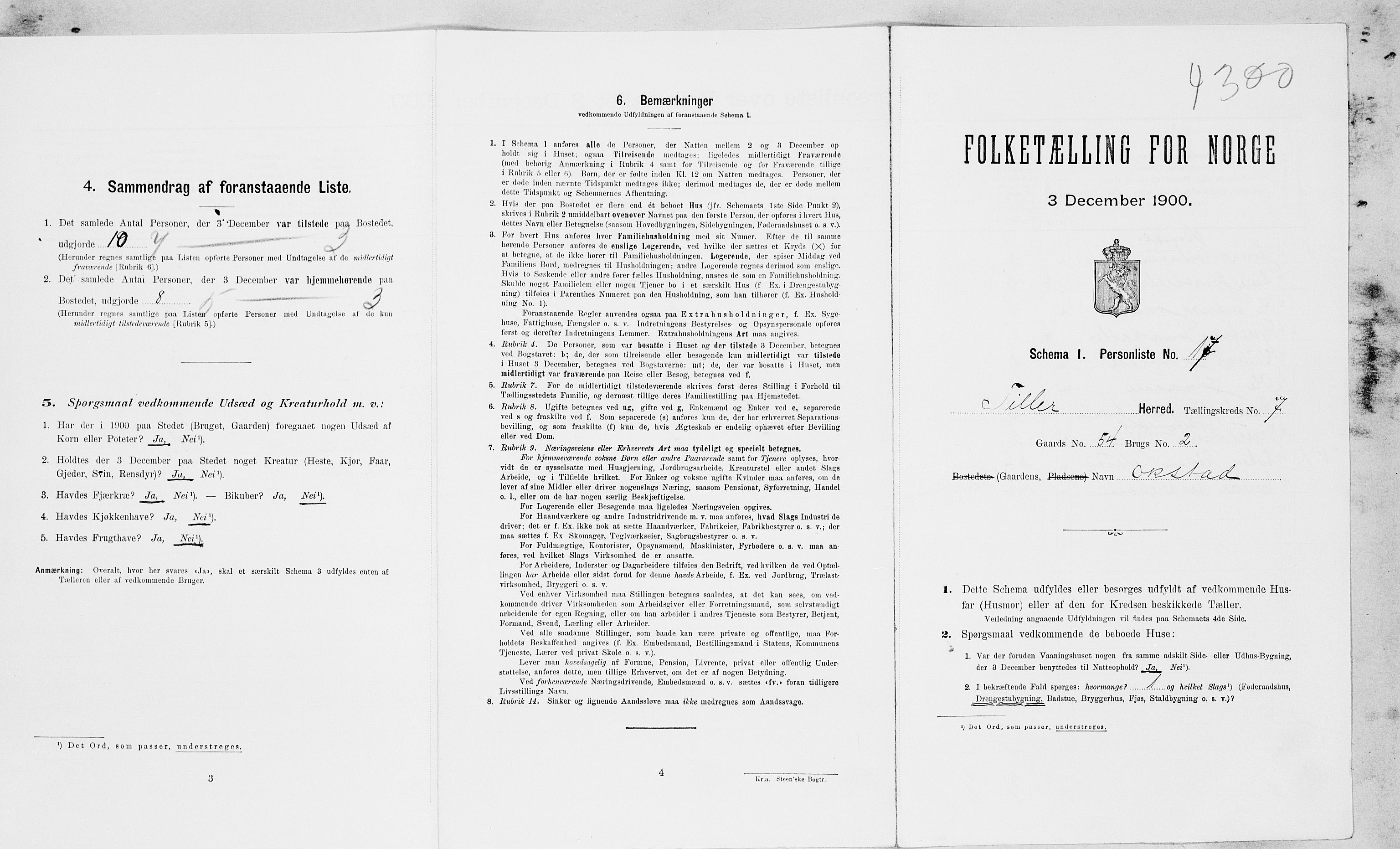 SAT, Folketelling 1900 for 1661 Tiller herred, 1900, s. 88