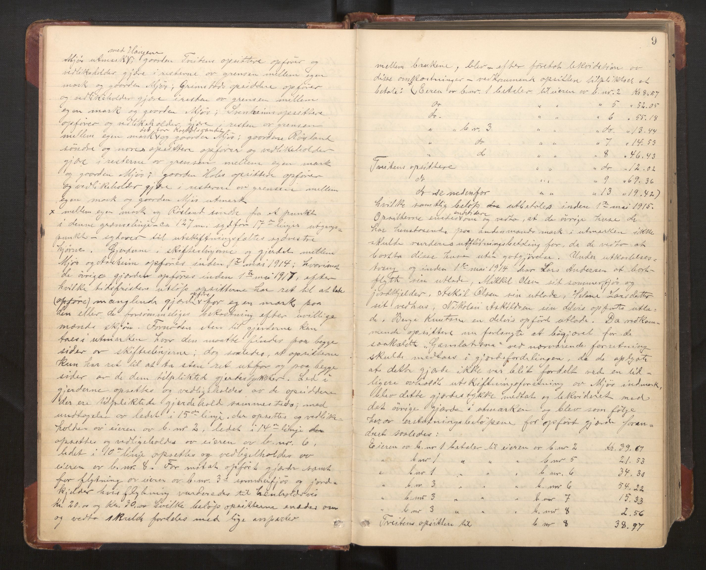 Hordaland jordskiftedøme - II Ytre Nordhordland jordskiftedistrikt, AV/SAB-A-6901/A/Aa/L0012: Forhandlingsprotokoll, 1908-1914, s. 8b-9a