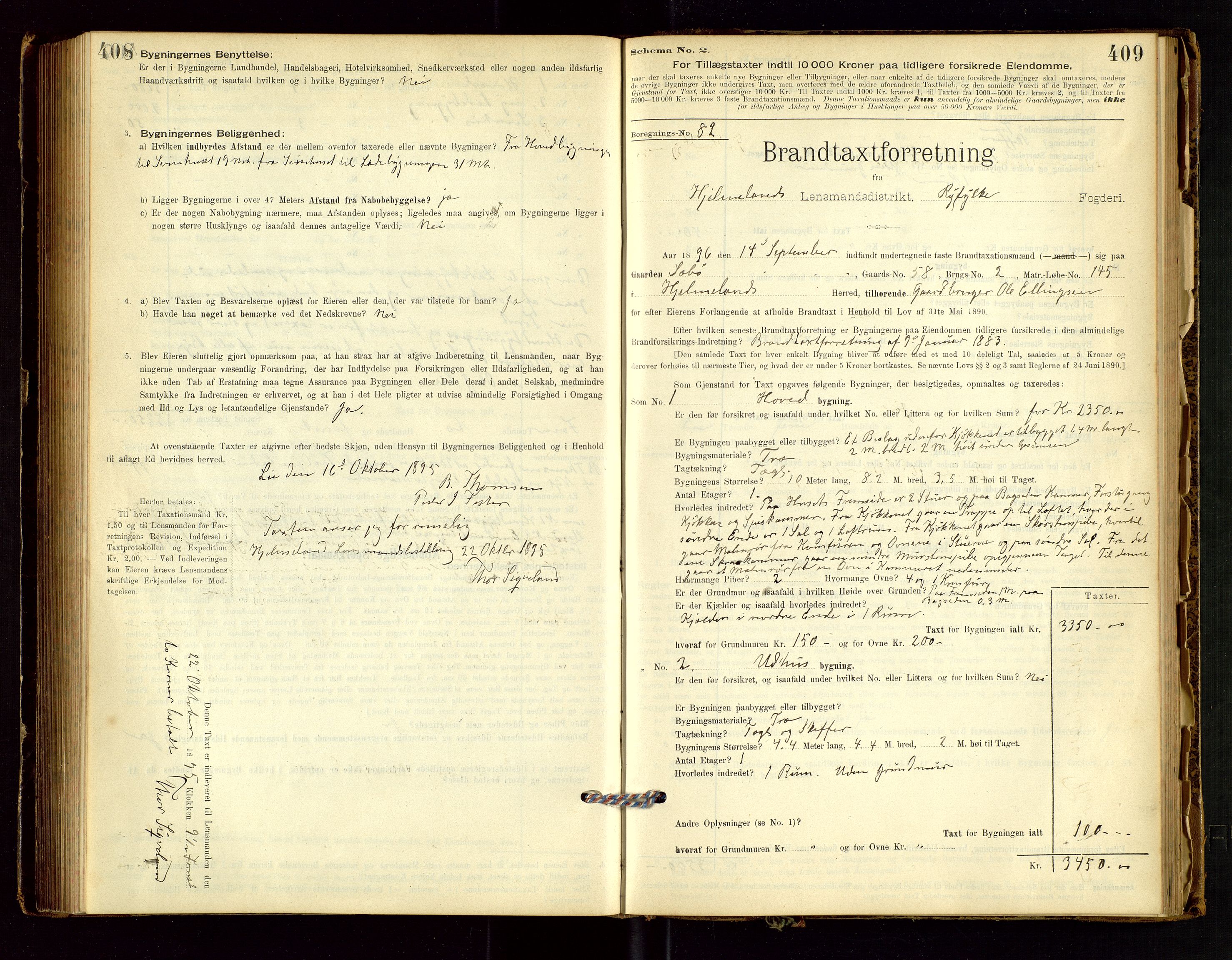 Hjelmeland lensmannskontor, AV/SAST-A-100439/Gob/L0001: "Brandtaxationsprotokol", 1895-1932, s. 408-409