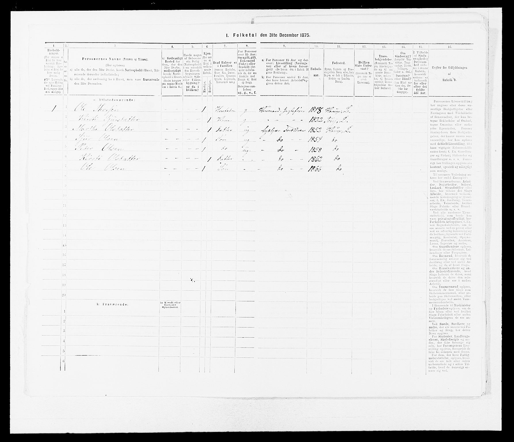 SAB, Folketelling 1875 for 1422P Lærdal prestegjeld, 1875, s. 391