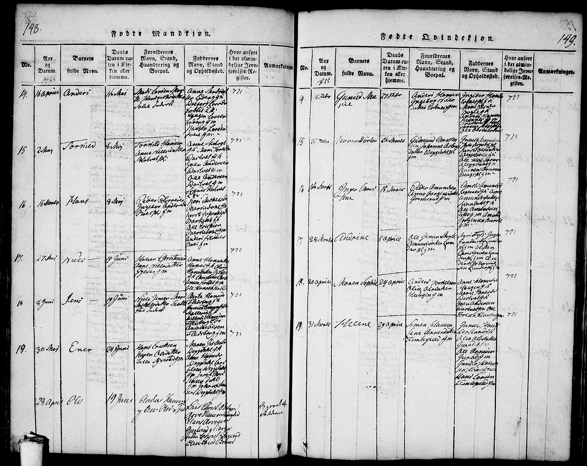 Våler prestekontor Kirkebøker, AV/SAO-A-11083/F/Fa/L0005: Ministerialbok nr. I 5, 1815-1839, s. 148-149
