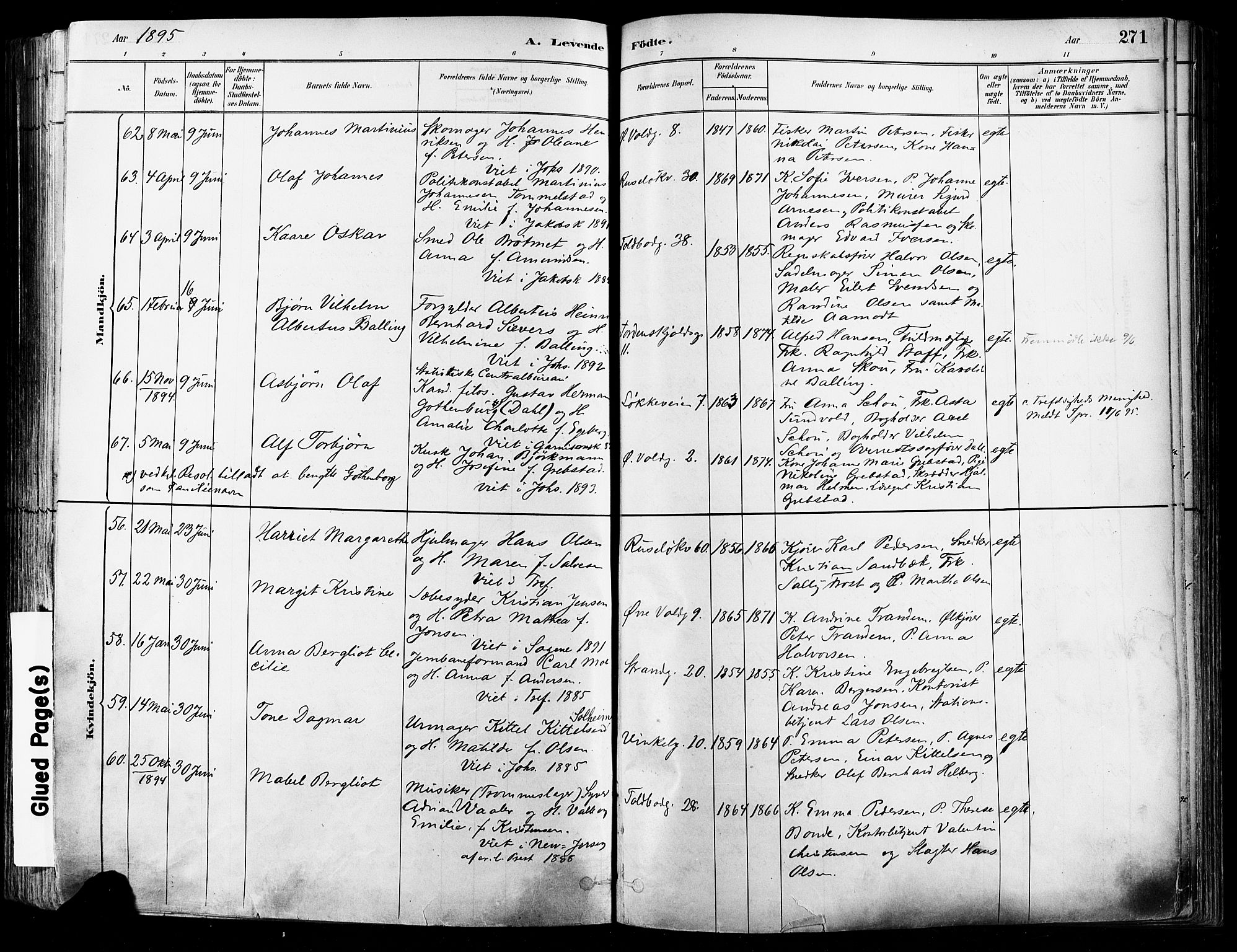 Johannes prestekontor Kirkebøker, AV/SAO-A-10852/F/Fa/L0003: Ministerialbok nr. 3, 1882-1896, s. 271