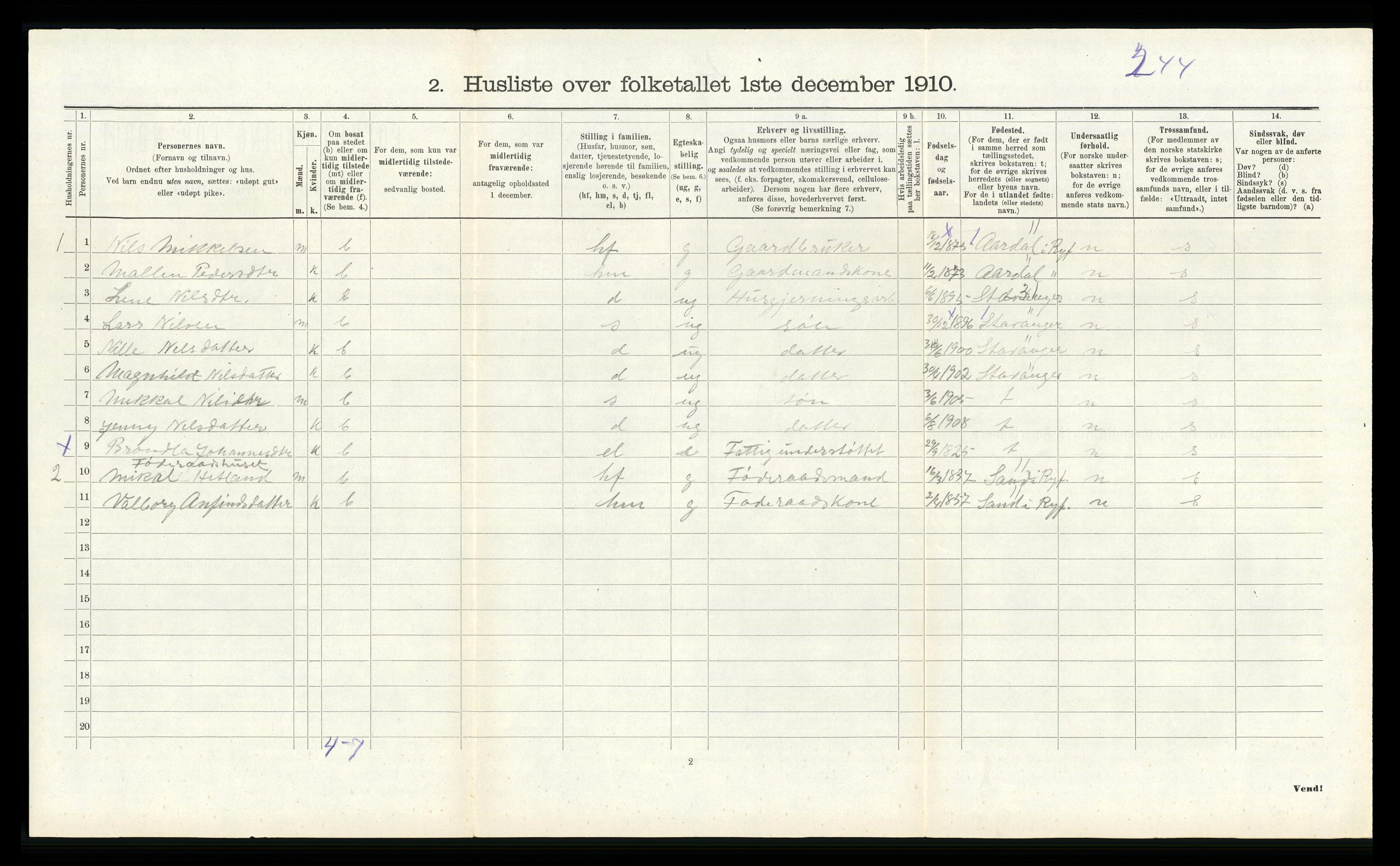 RA, Folketelling 1910 for 1132 Fister herred, 1910, s. 123