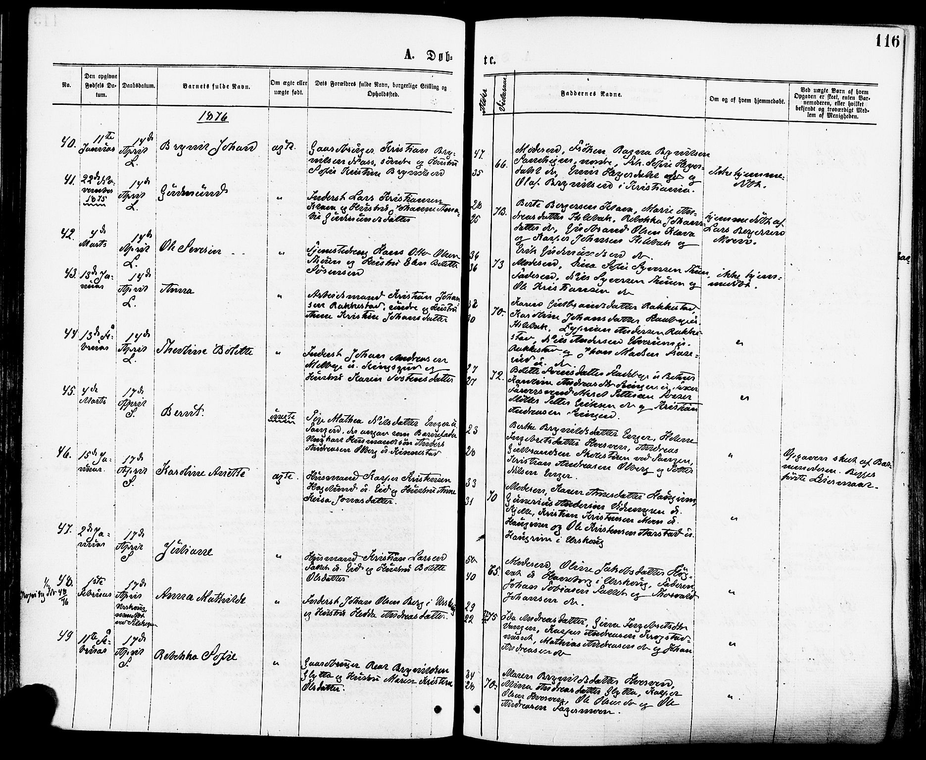 Høland prestekontor Kirkebøker, SAO/A-10346a/F/Fa/L0012.a: Ministerialbok nr. I 12A, 1869-1879, s. 116