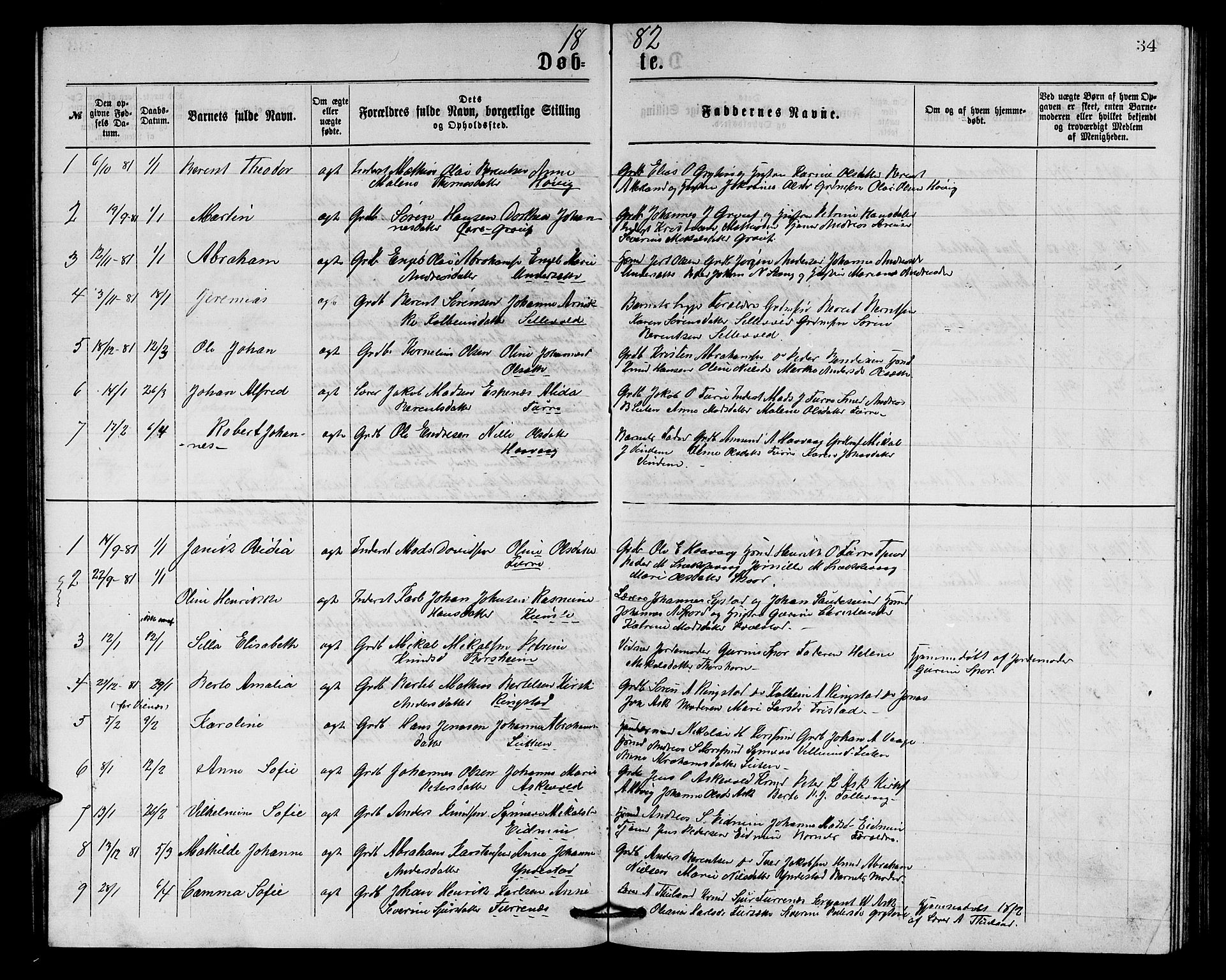 Askvoll sokneprestembete, AV/SAB-A-79501/H/Hab/Haba/L0002: Klokkerbok nr. A 2, 1873-1885, s. 34