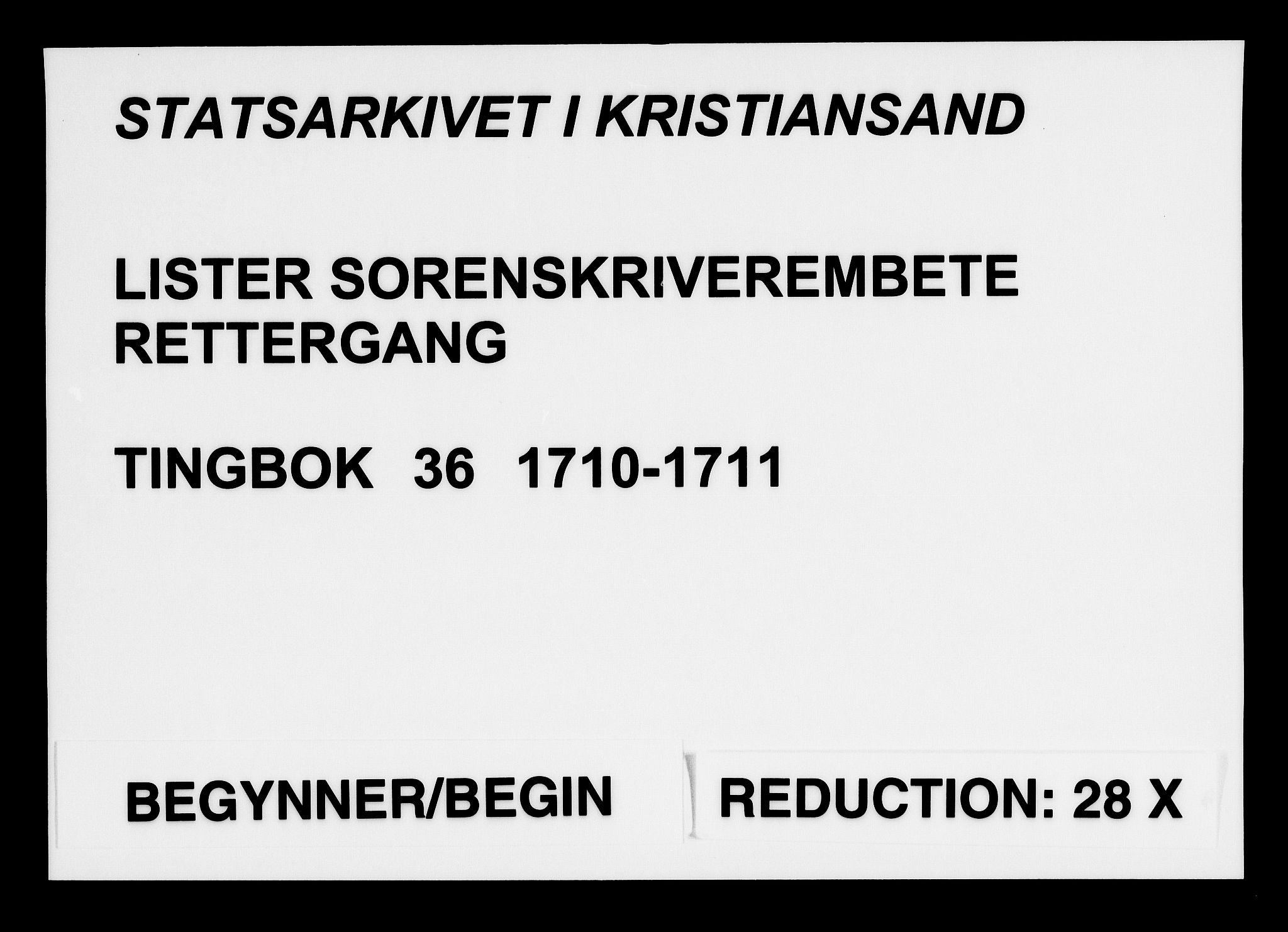 Lister sorenskriveri, SAK/1221-0003/F/Fa/L0036: Tingbok nr 36, 1710-1711