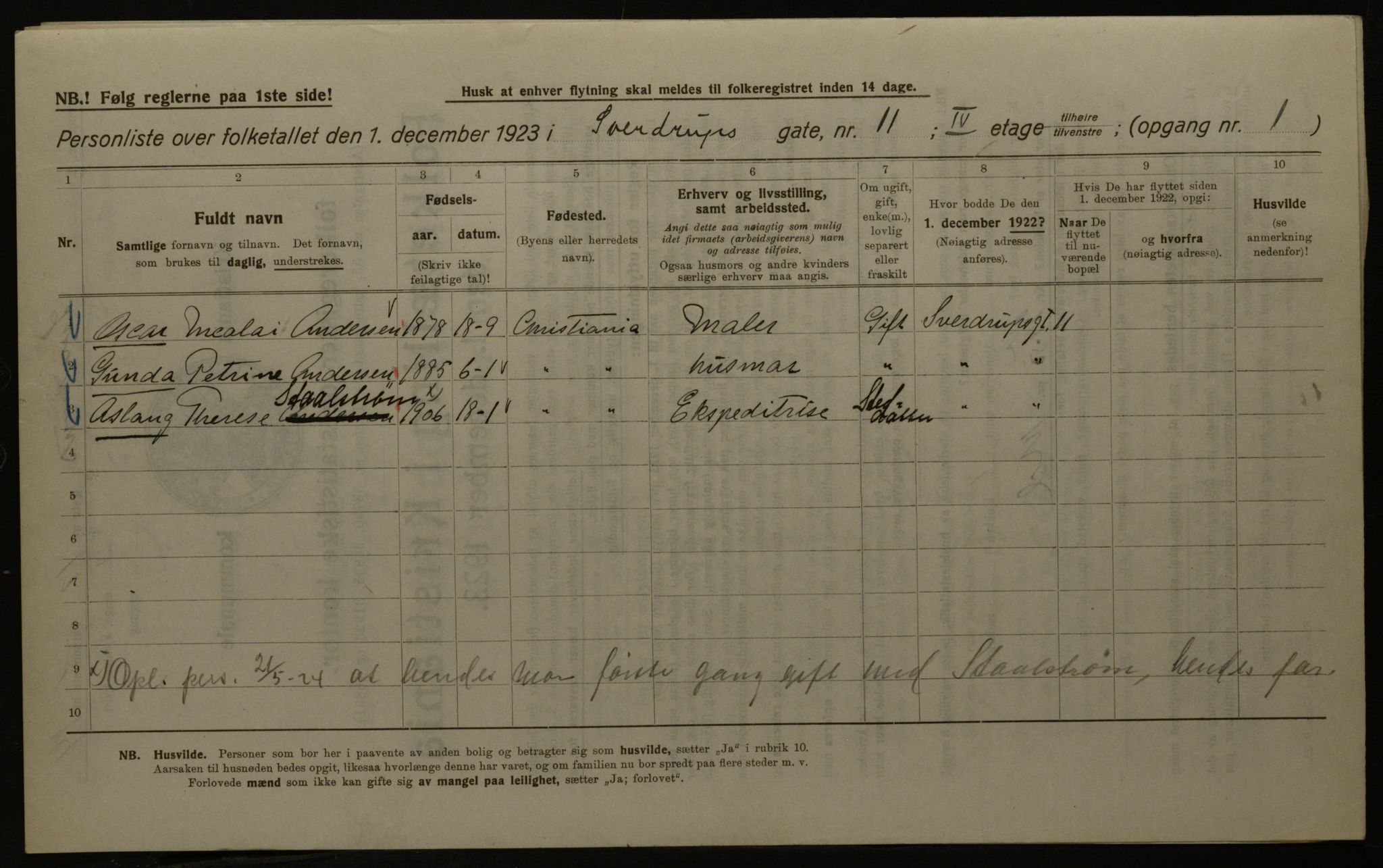 OBA, Kommunal folketelling 1.12.1923 for Kristiania, 1923, s. 116719