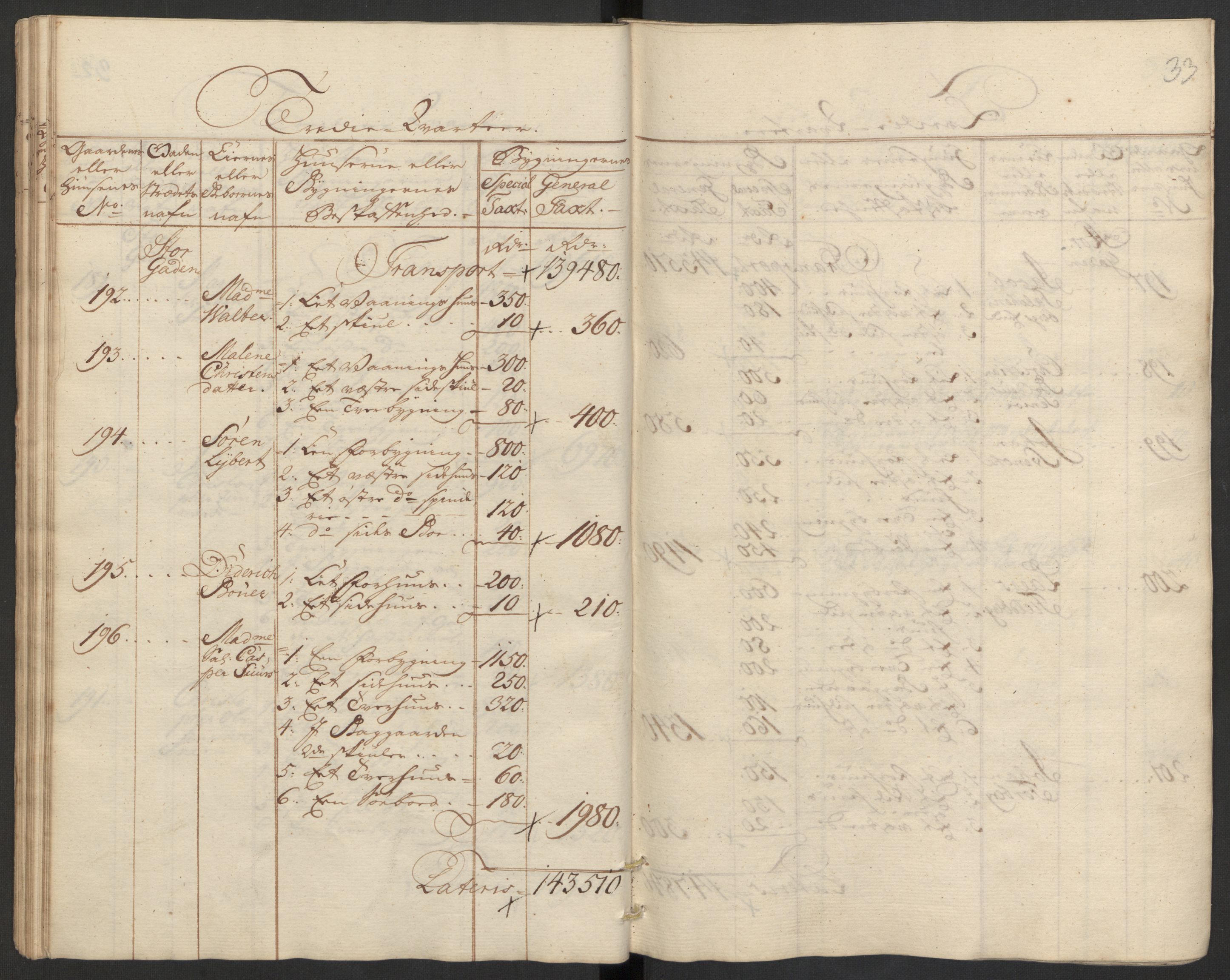 Kommersekollegiet, Brannforsikringskontoret 1767-1814, RA/EA-5458/F/Fa/L0008/0002: Bragernes / Branntakstprotokoll, 1767, s. 33