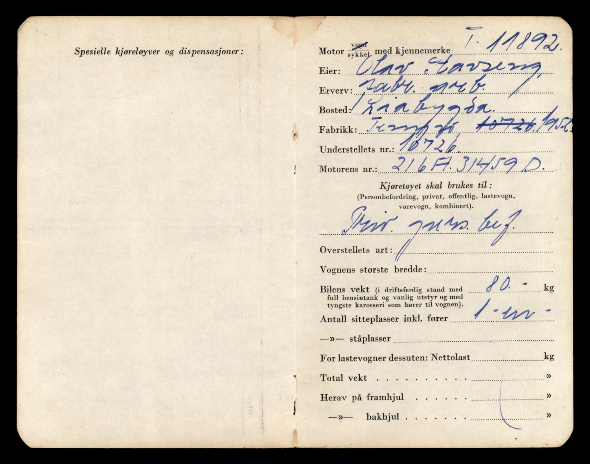 Møre og Romsdal vegkontor - Ålesund trafikkstasjon, AV/SAT-A-4099/F/Fe/L0031: Registreringskort for kjøretøy T 11800 - T 11996, 1927-1998, s. 1697