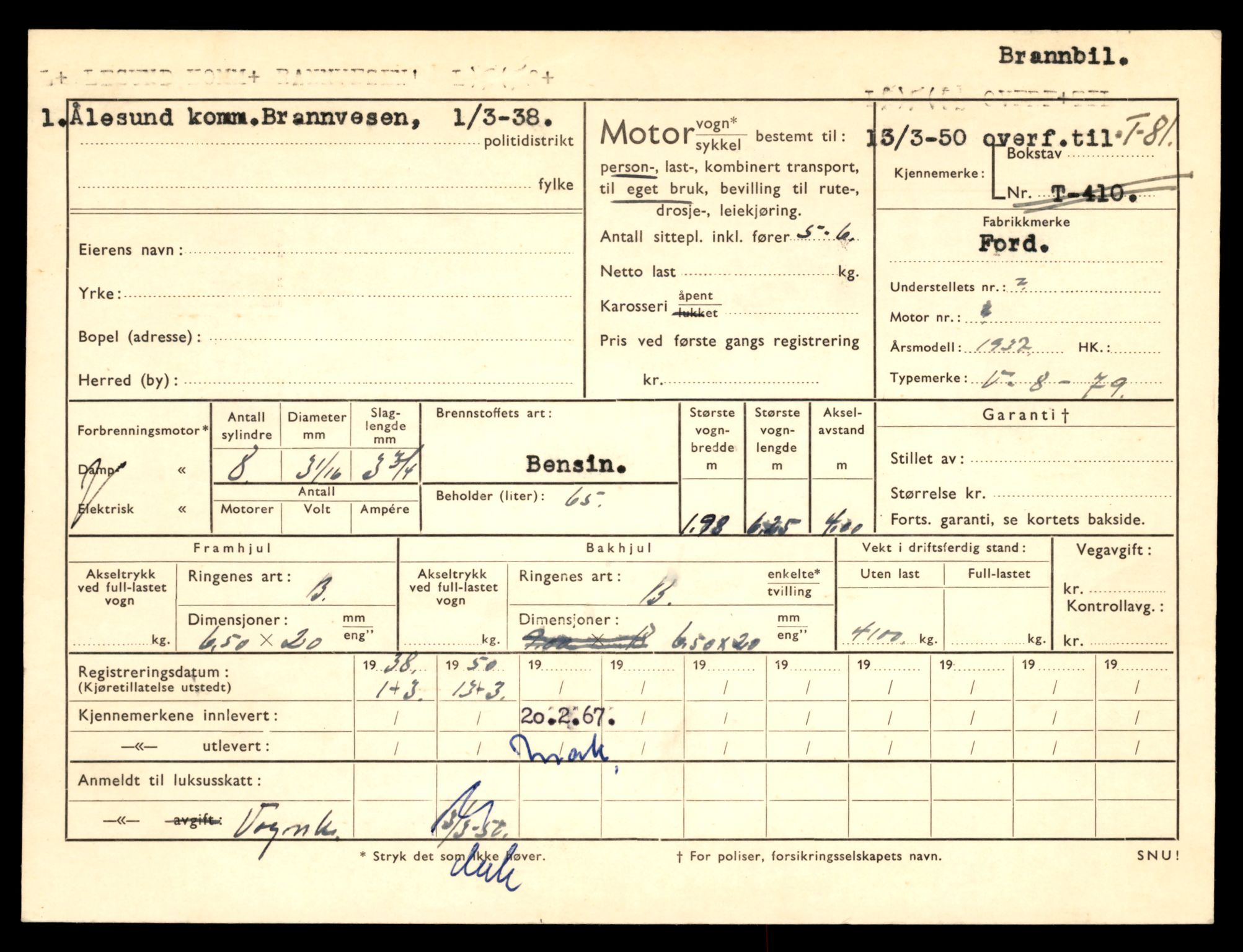 Møre og Romsdal vegkontor - Ålesund trafikkstasjon, AV/SAT-A-4099/F/Fe/L0001: Registreringskort for kjøretøy T 3 - T 127, 1927-1998, s. 1627