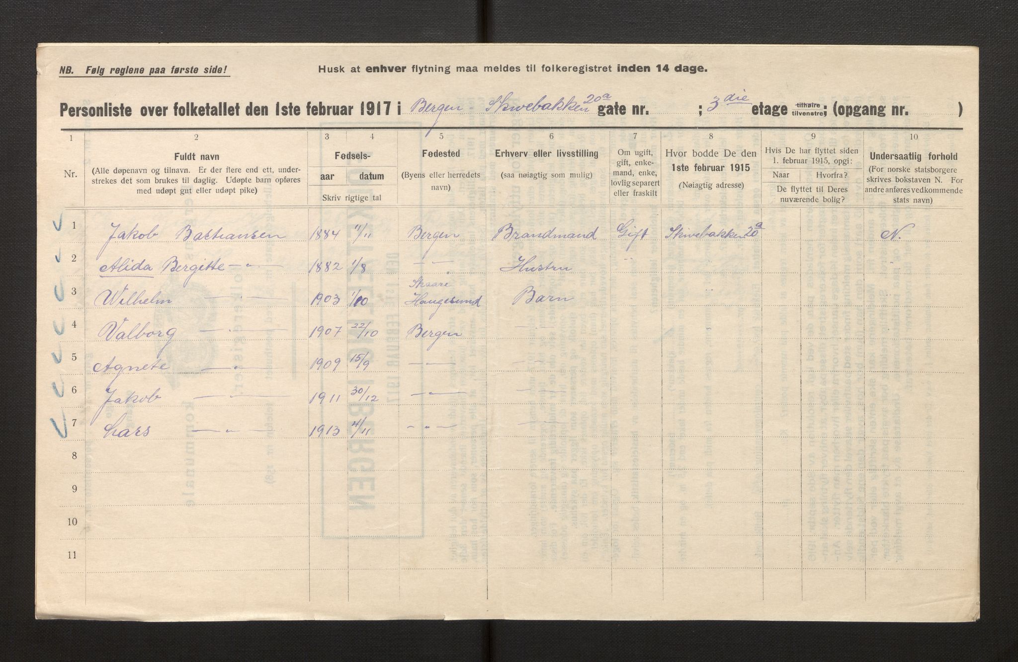 SAB, Kommunal folketelling 1917 for Bergen kjøpstad, 1917, s. 34769