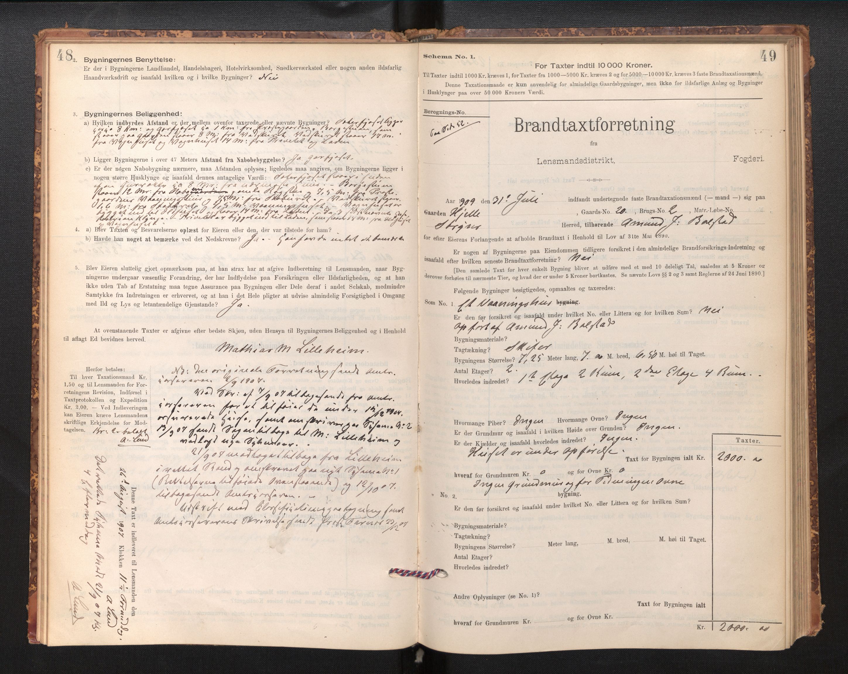 Lensmannen i Stryn og Innvik, SAB/A-30201/0012/L0002: Branntakstprotokoll, skjematakst, 1894-1942, s. 48-49