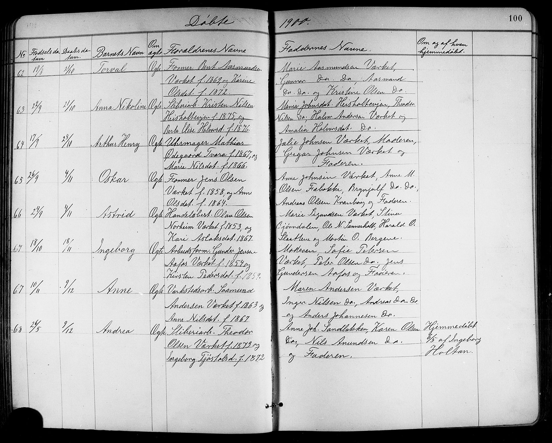 Holla kirkebøker, AV/SAKO-A-272/G/Ga/L0005: Klokkerbok nr. I 5, 1891-1917, s. 100