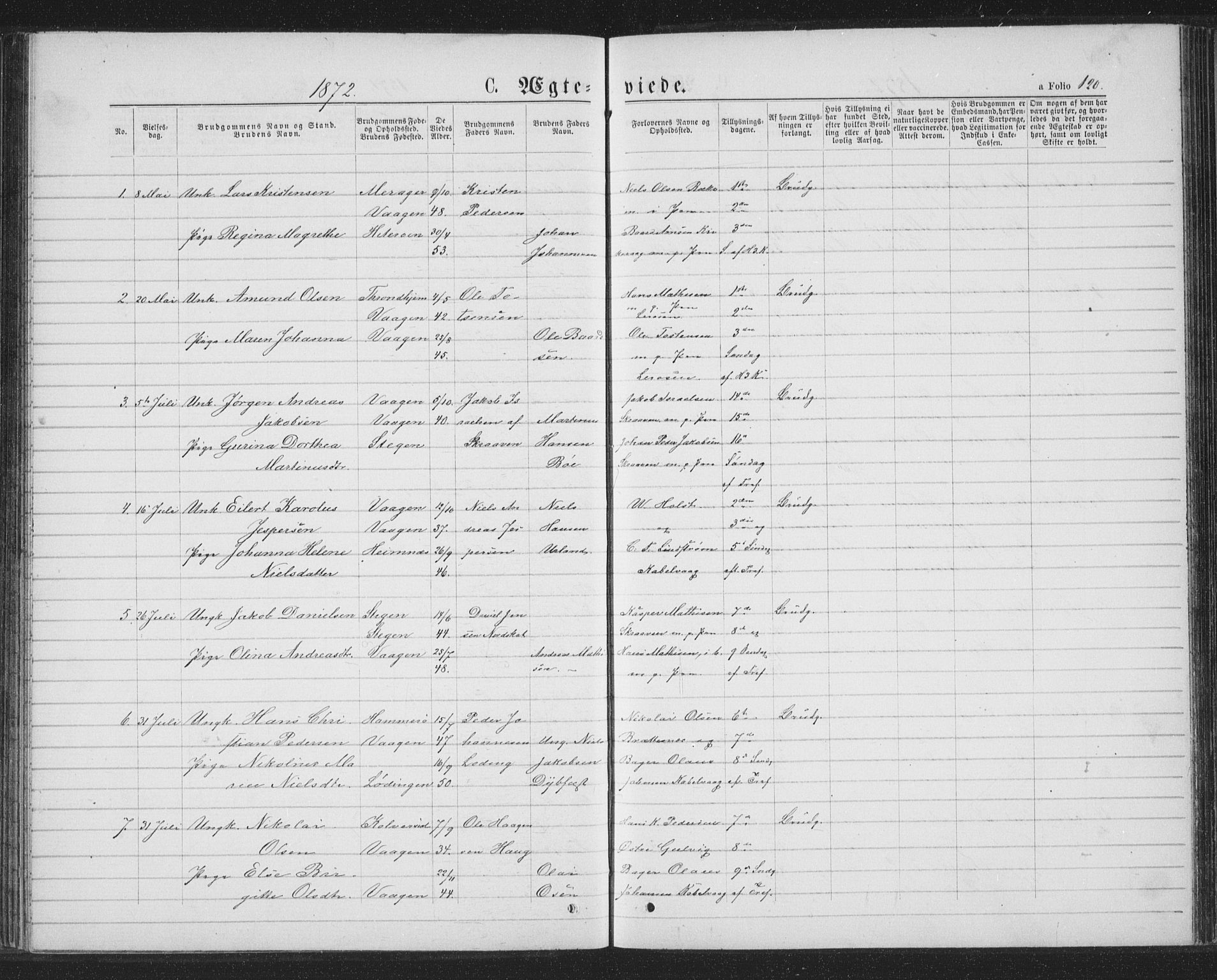 Ministerialprotokoller, klokkerbøker og fødselsregistre - Nordland, SAT/A-1459/874/L1074: Klokkerbok nr. 874C03, 1870-1876, s. 120