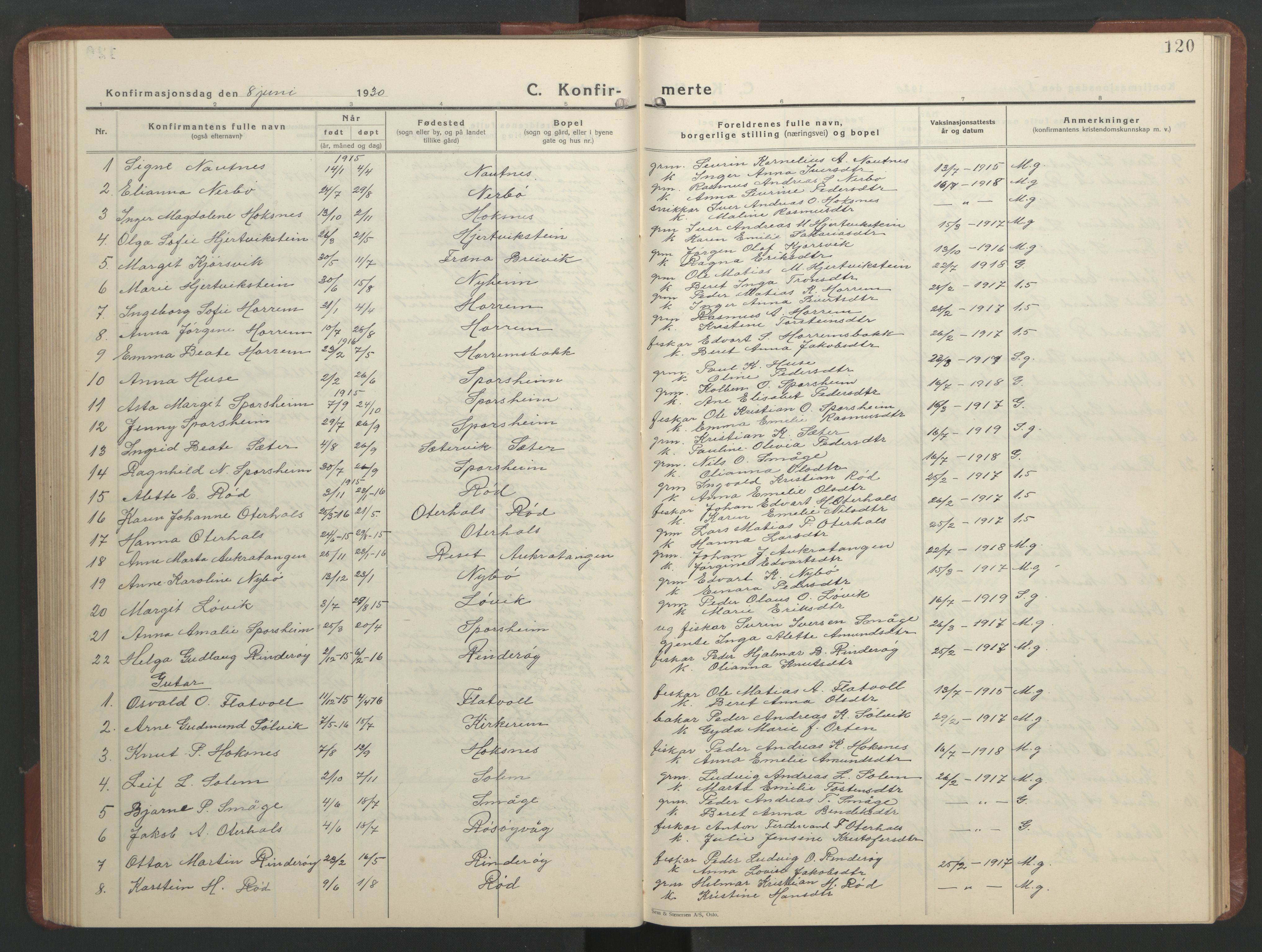 Ministerialprotokoller, klokkerbøker og fødselsregistre - Møre og Romsdal, SAT/A-1454/560/L0726: Klokkerbok nr. 560C03, 1928-1952, s. 120