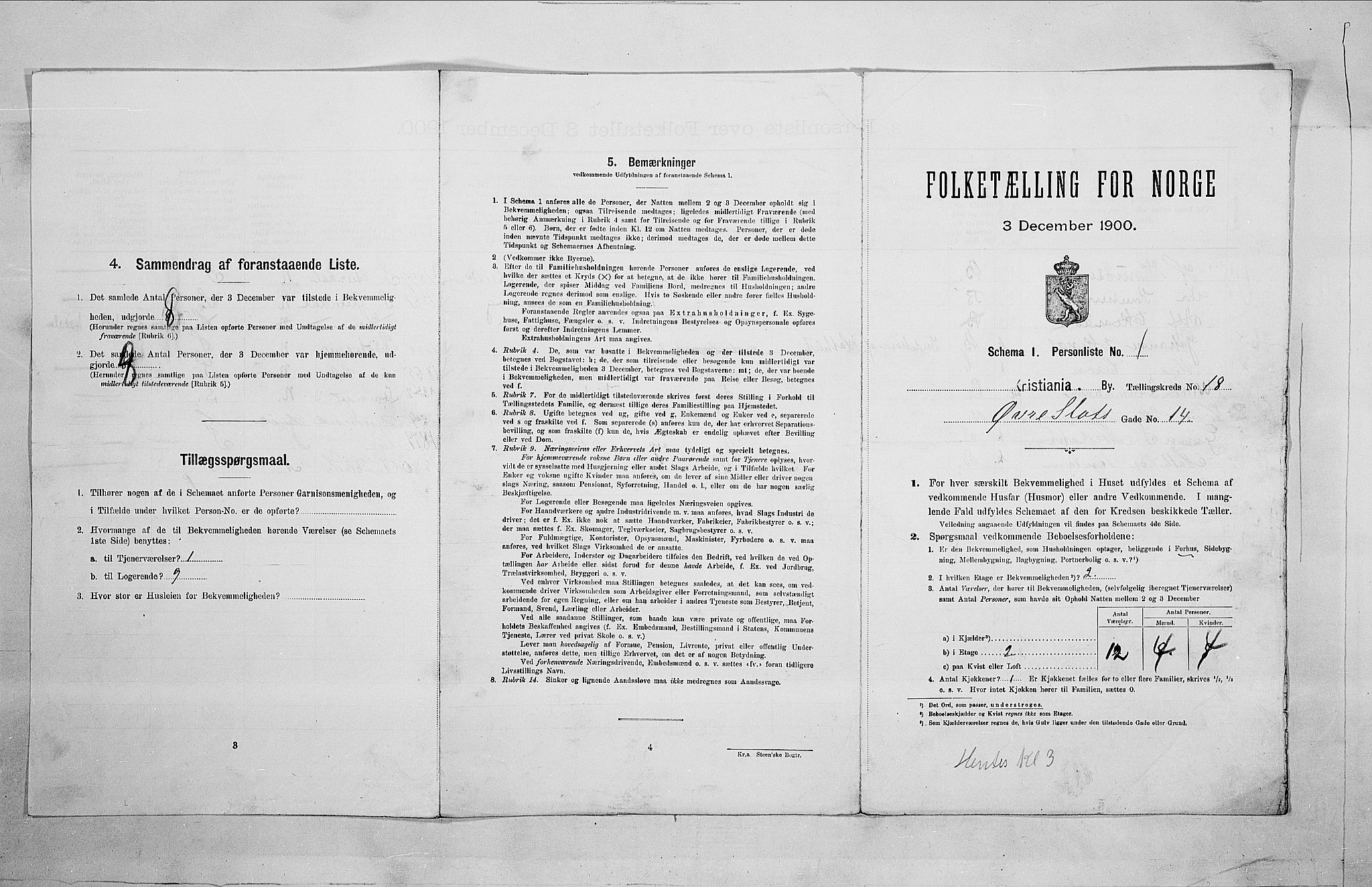 SAO, Folketelling 1900 for 0301 Kristiania kjøpstad, 1900, s. 115868