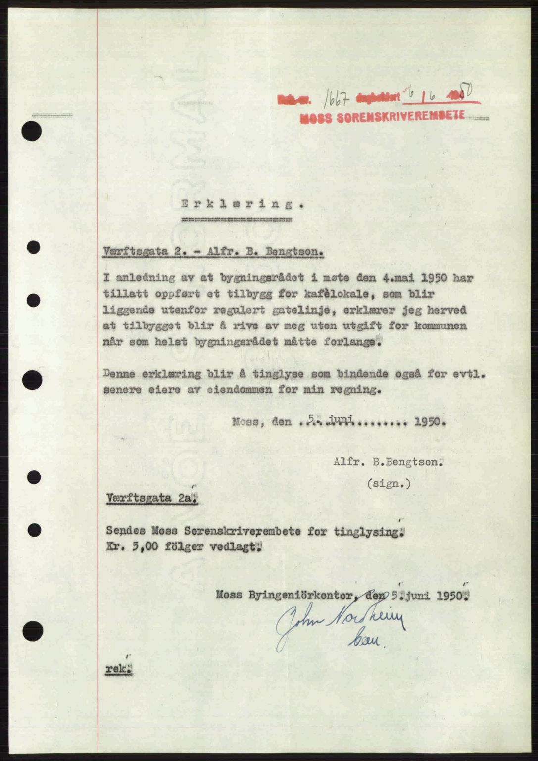Moss sorenskriveri, SAO/A-10168: Pantebok nr. A26, 1950-1950, Dagboknr: 1667/1950