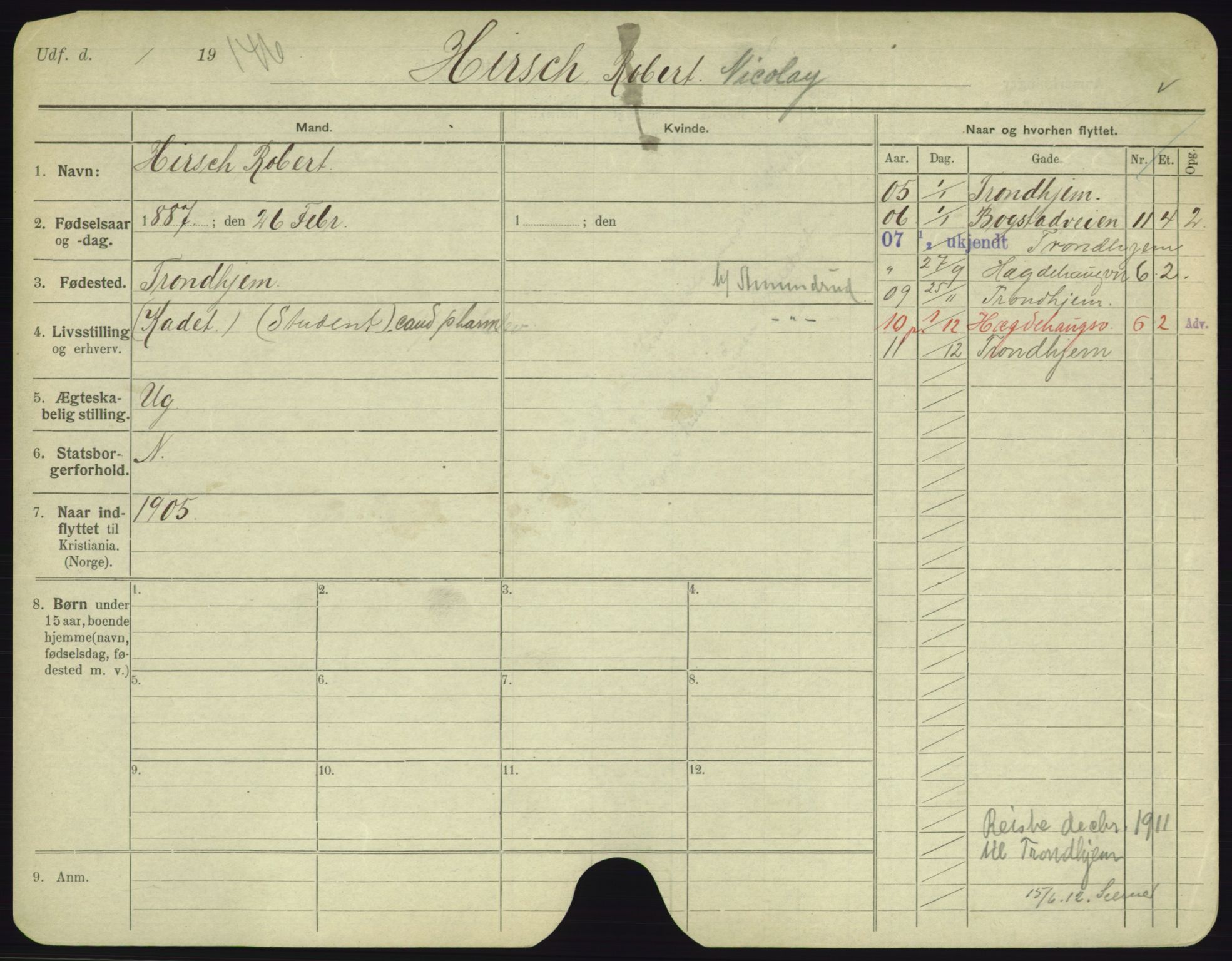 Oslo folkeregister, Registerkort, AV/SAO-A-11715/F/Fa/Fac/L0004: Menn, 1906-1914, s. 776a