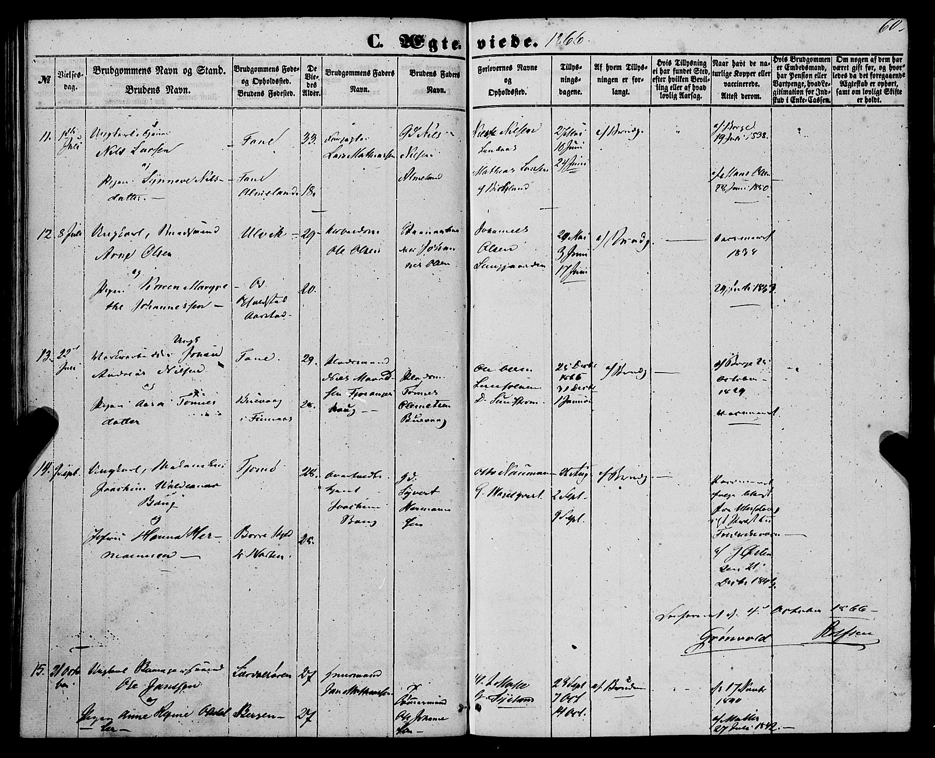 St. Jørgens hospital og Årstad sokneprestembete, AV/SAB-A-99934: Ministerialbok nr. A 9, 1853-1878, s. 60