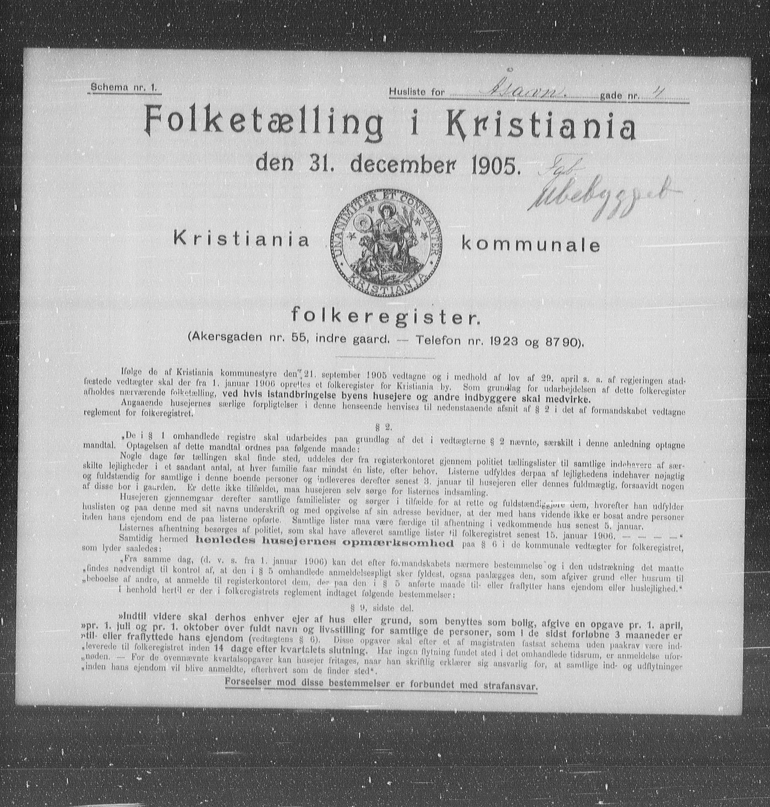 OBA, Kommunal folketelling 31.12.1905 for Kristiania kjøpstad, 1905, s. 68823