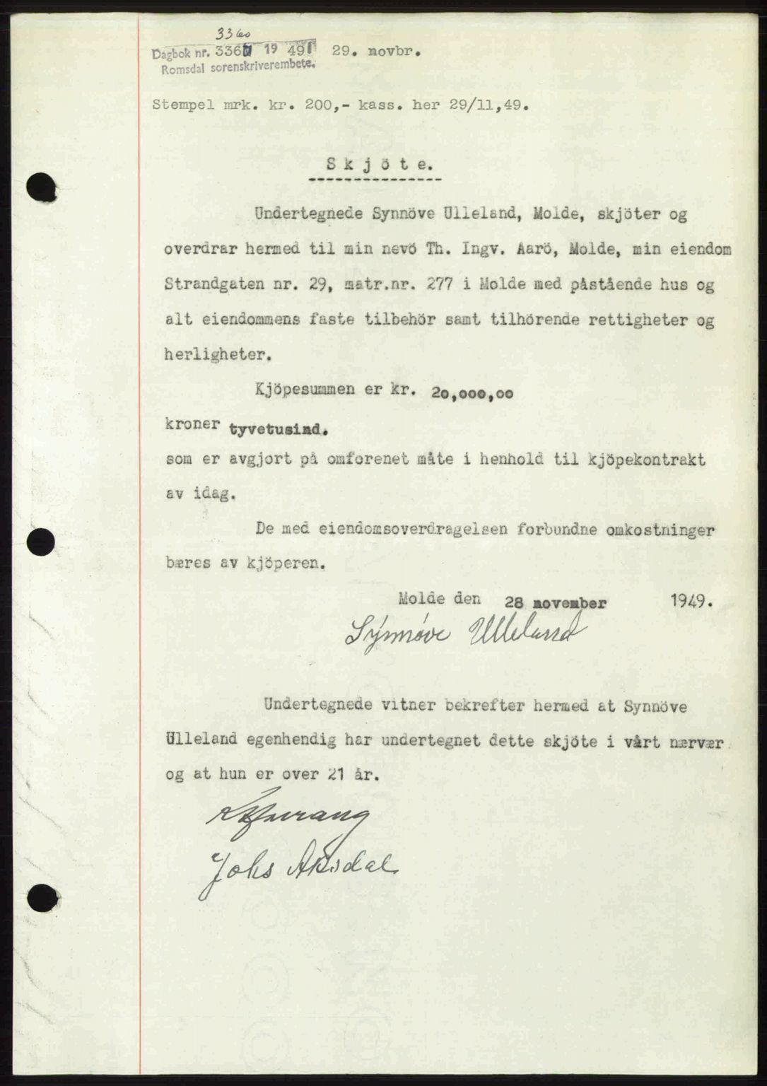 Romsdal sorenskriveri, SAT/A-4149/1/2/2C: Pantebok nr. A31, 1949-1949, Dagboknr: 3360/1949