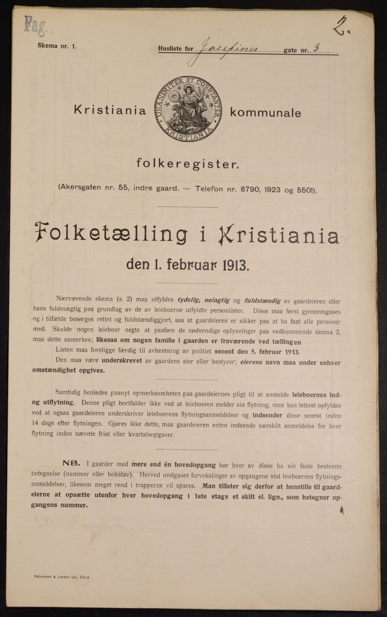 OBA, Kommunal folketelling 1.2.1913 for Kristiania, 1913, s. 47089