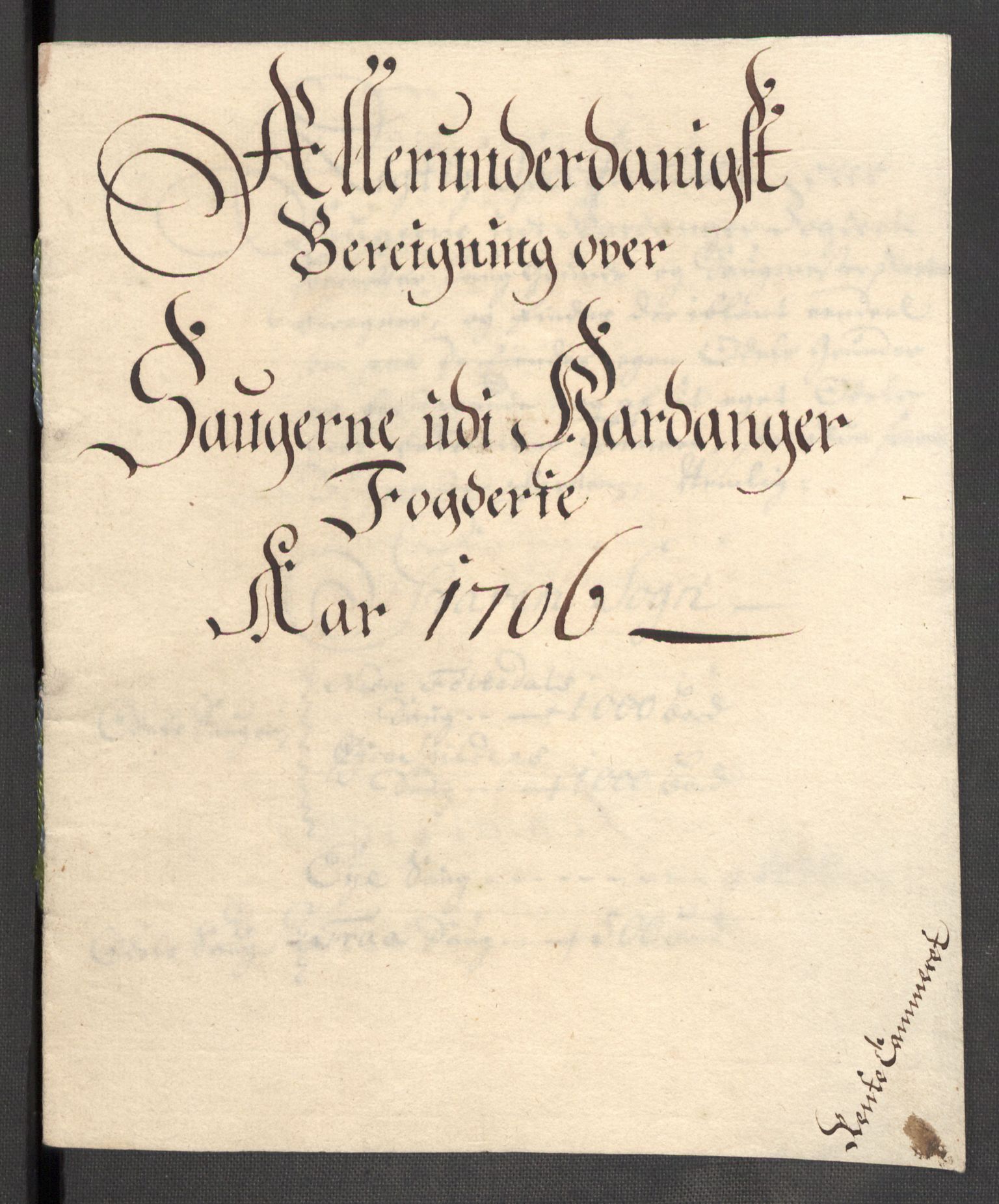 Rentekammeret inntil 1814, Reviderte regnskaper, Fogderegnskap, RA/EA-4092/R48/L2984: Fogderegnskap Sunnhordland og Hardanger, 1706-1707, s. 179