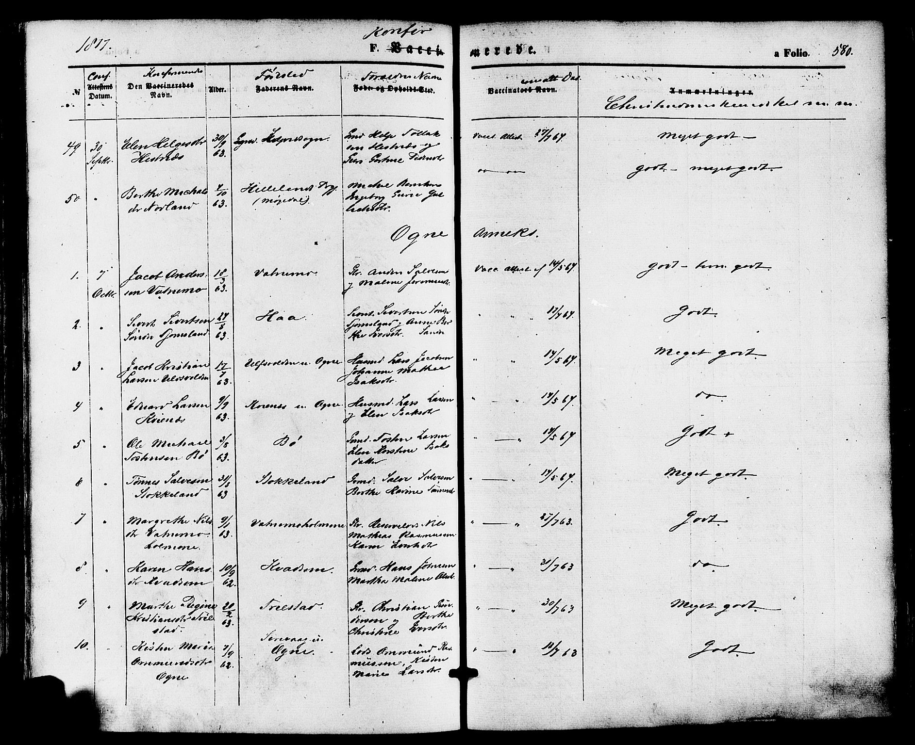 Eigersund sokneprestkontor, SAST/A-101807/S08/L0014: Ministerialbok nr. A 13, 1866-1878, s. 580