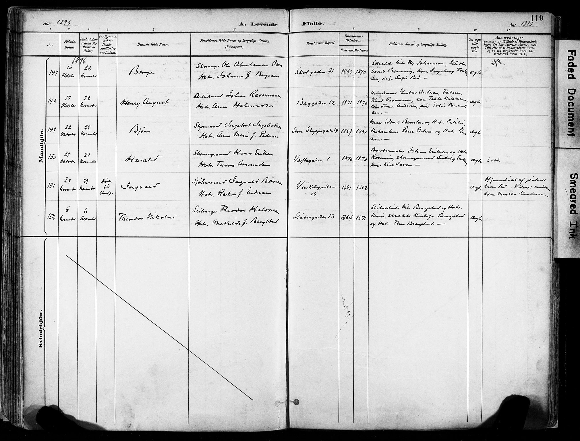 St. Johannes sokneprestkontor, AV/SAST-A-101814/001/30/30BA/L0004: Ministerialbok nr. A 4, 1891-1899, s. 119