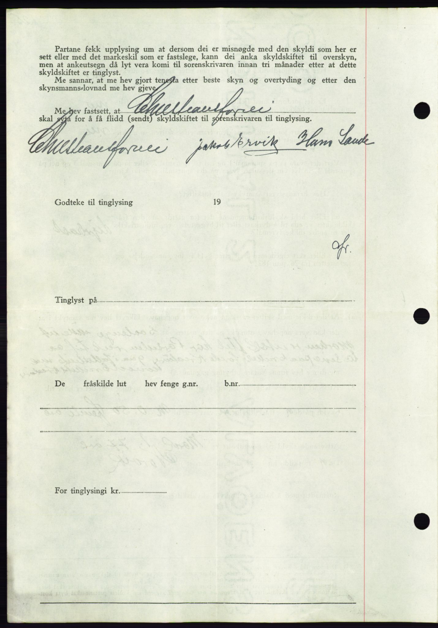 Søre Sunnmøre sorenskriveri, AV/SAT-A-4122/1/2/2C/L0071: Pantebok nr. 65, 1941-1941, Dagboknr: 350/1941