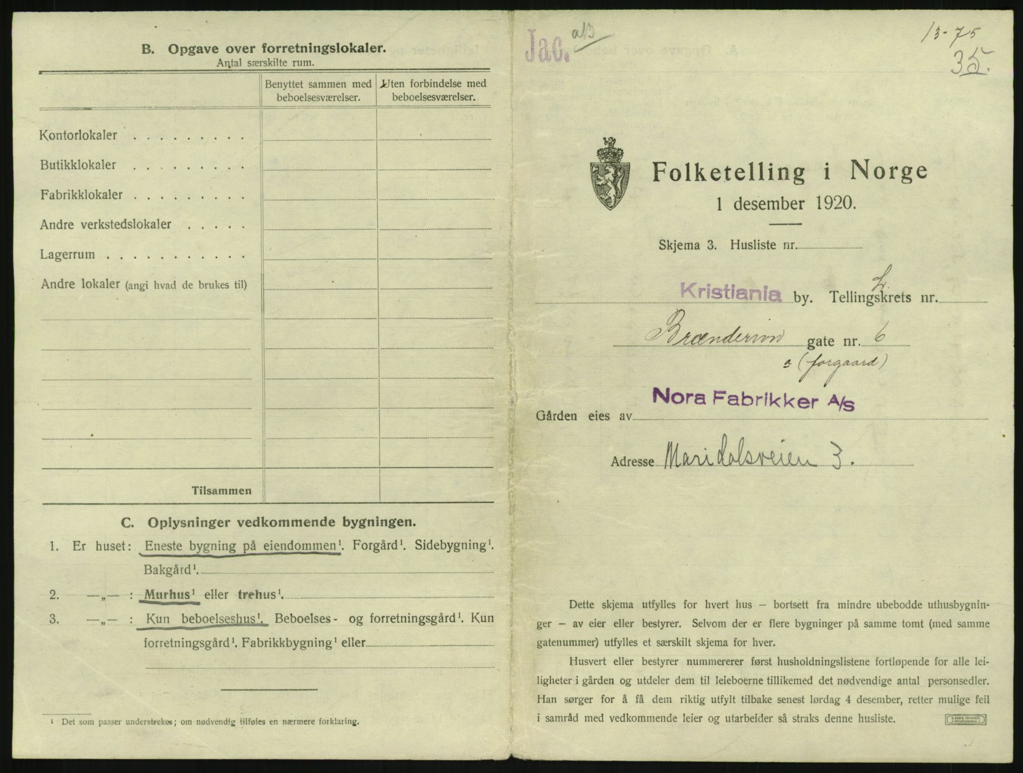 SAO, Folketelling 1920 for 0301 Kristiania kjøpstad, 1920, s. 10114